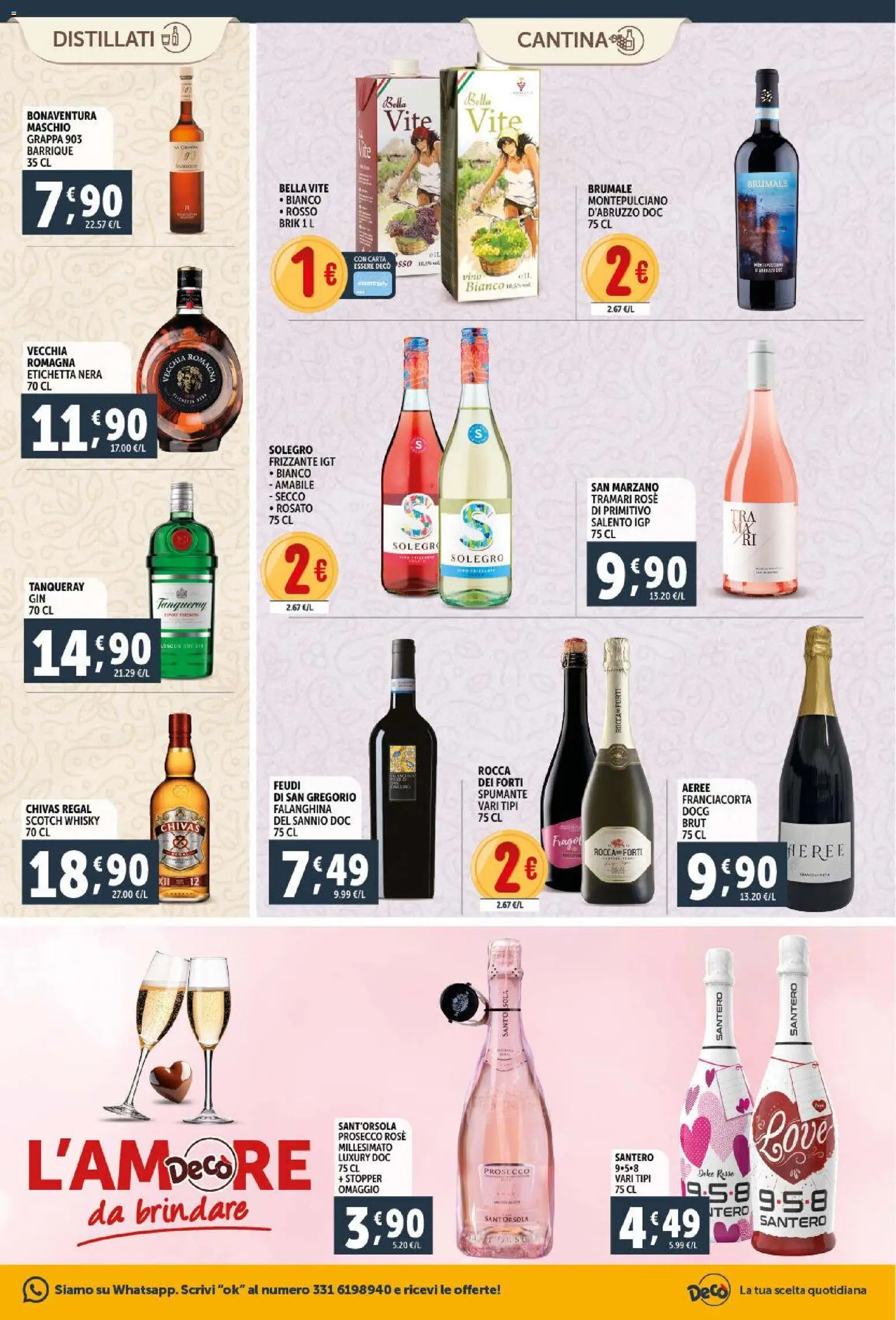 Volantino Decò del 11.02.2026 | Pagina: 17 | Prodotti: Prosecco, Whisky, Spumante, Grappa