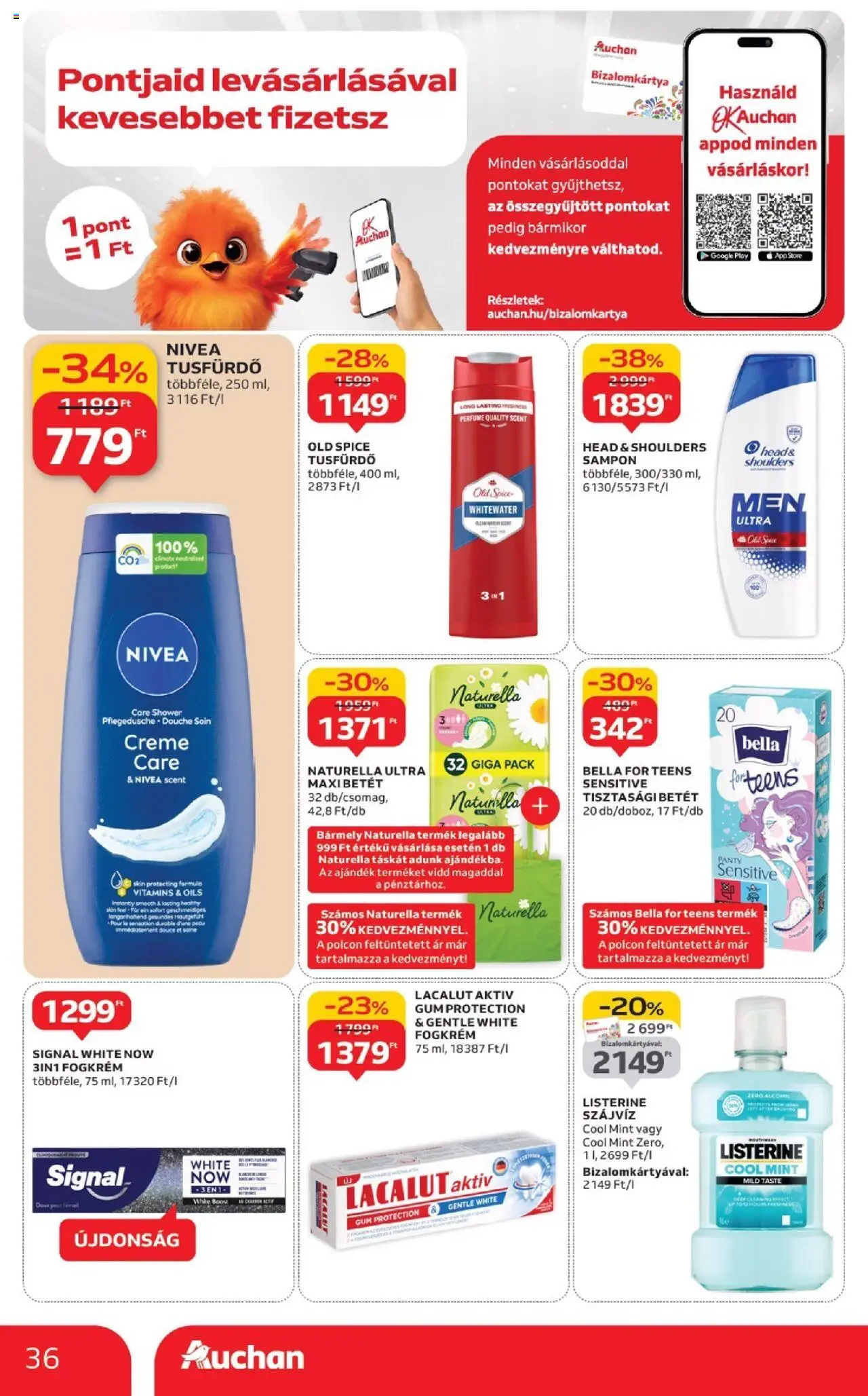 Auchan akciós ujság - amely érvényes a következő dátumtól: 04.09.2025 | Oldal: 36 | Termékek: Old spice, Sampon, Tusfürdő, Szájvíz