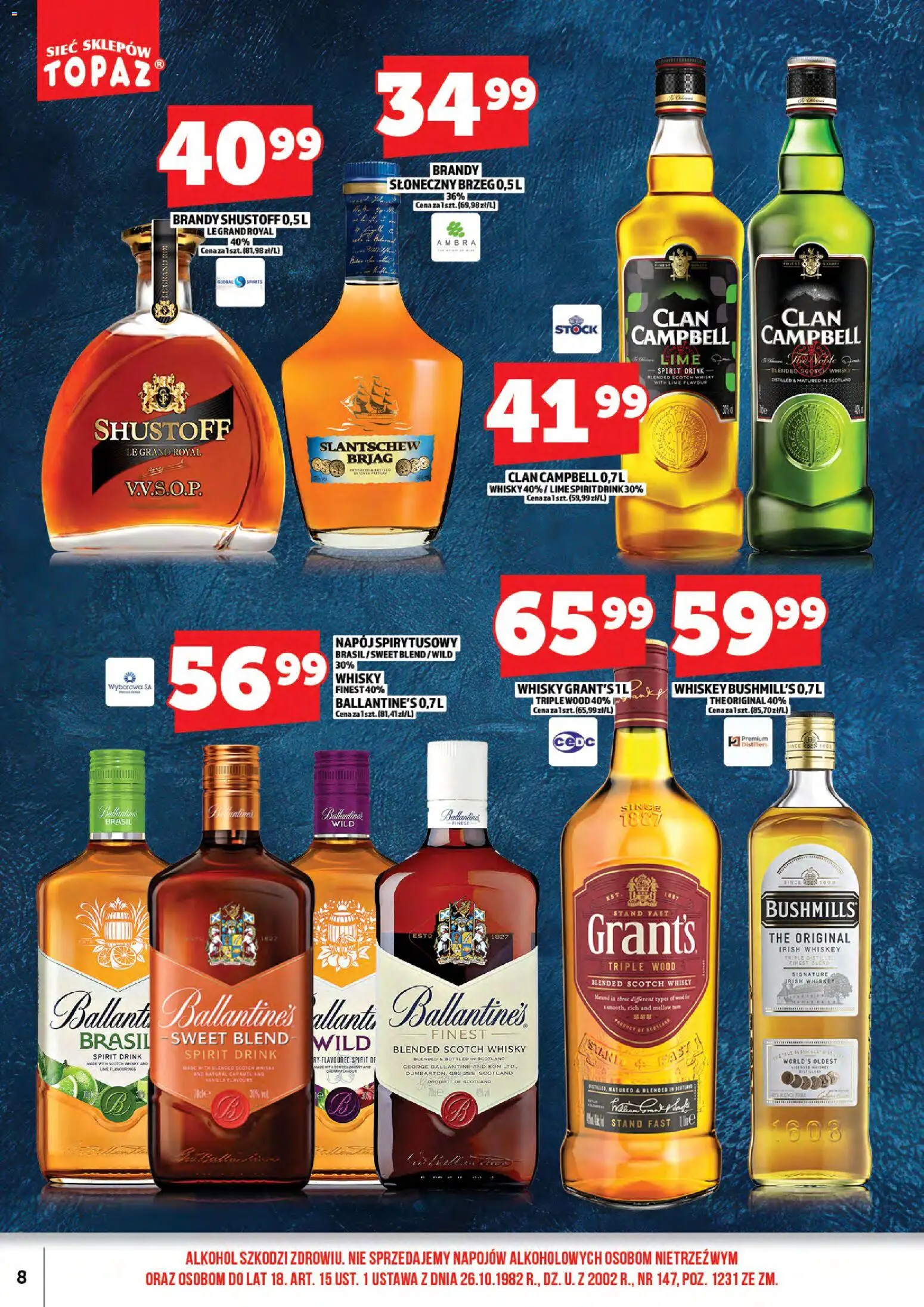 Topaz gazetka alkoholowa od 01.04.2026 | Strona: 10 | Produkty: Grant's, Alkohol, Whisky