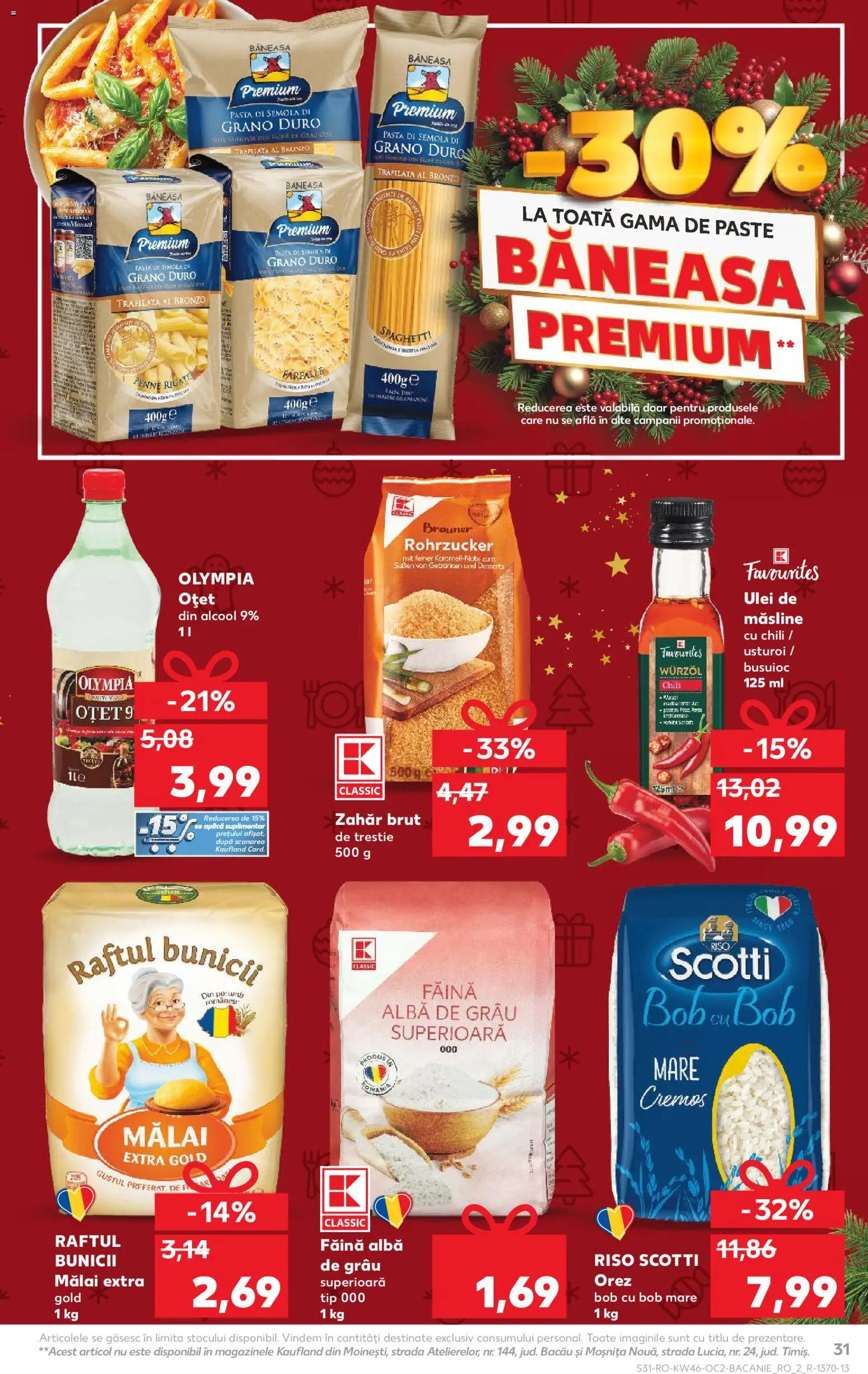 Noul catalog Kaufland – valabil de la 12.11.2025 | Pagină: 31 | Produse: Măsline, Orez, Paste, Usturoi