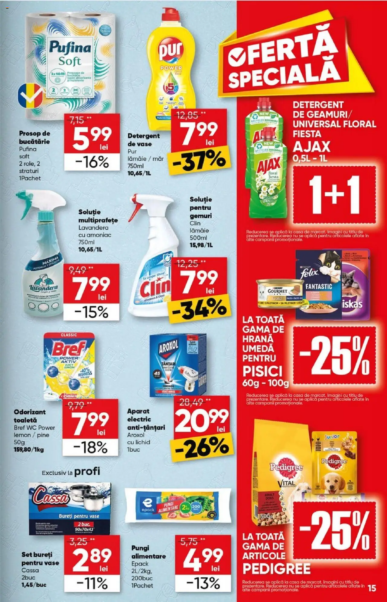Catalog Profi Super – valabil de la 23.07.2025 | Pagină: 15 | Produse: Bucătărie, Toaletă, Detergent, Absorbante