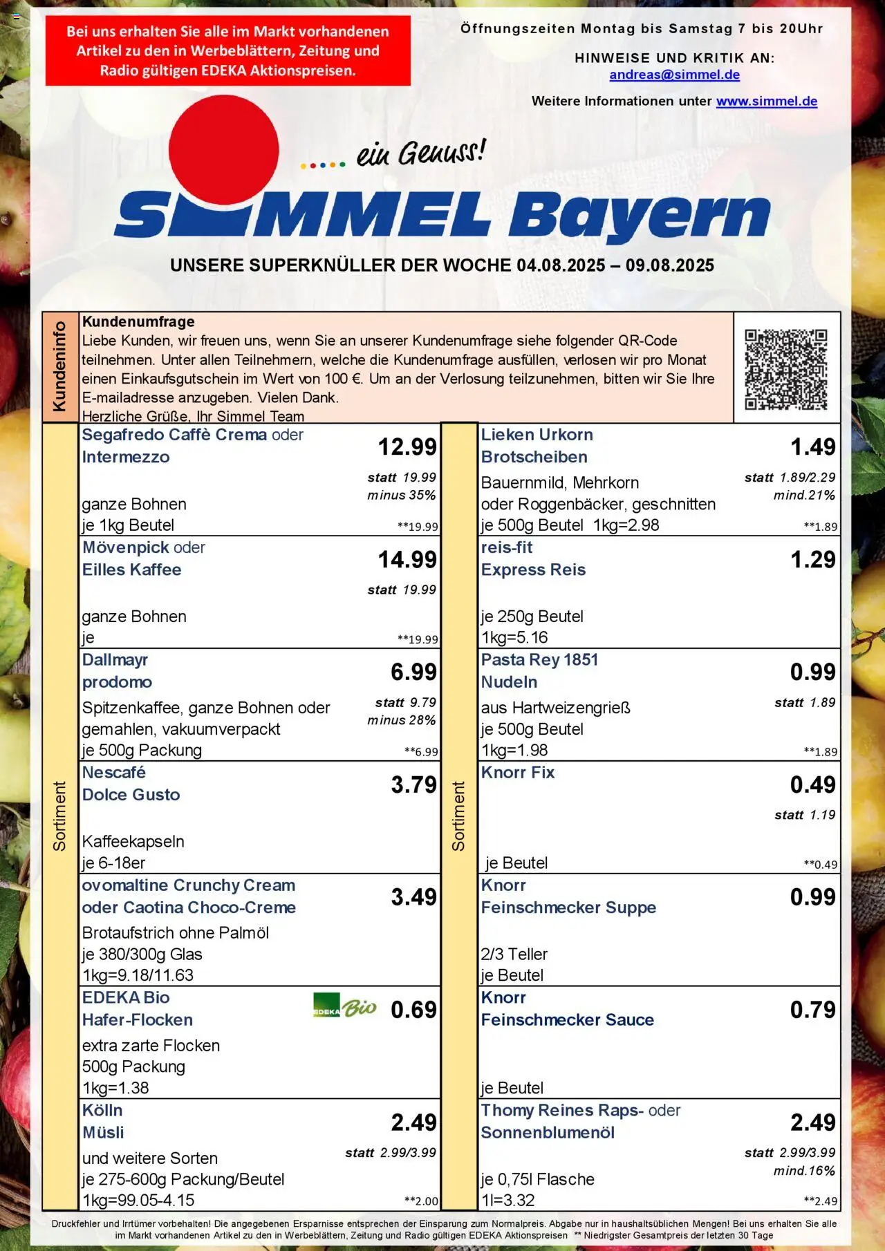 Simmel - Bayern - gültig ab dem 04.08.2025 | Seite: 1 | Produkte: Nescafe, Kaffee, Dolce gusto, Segafredo