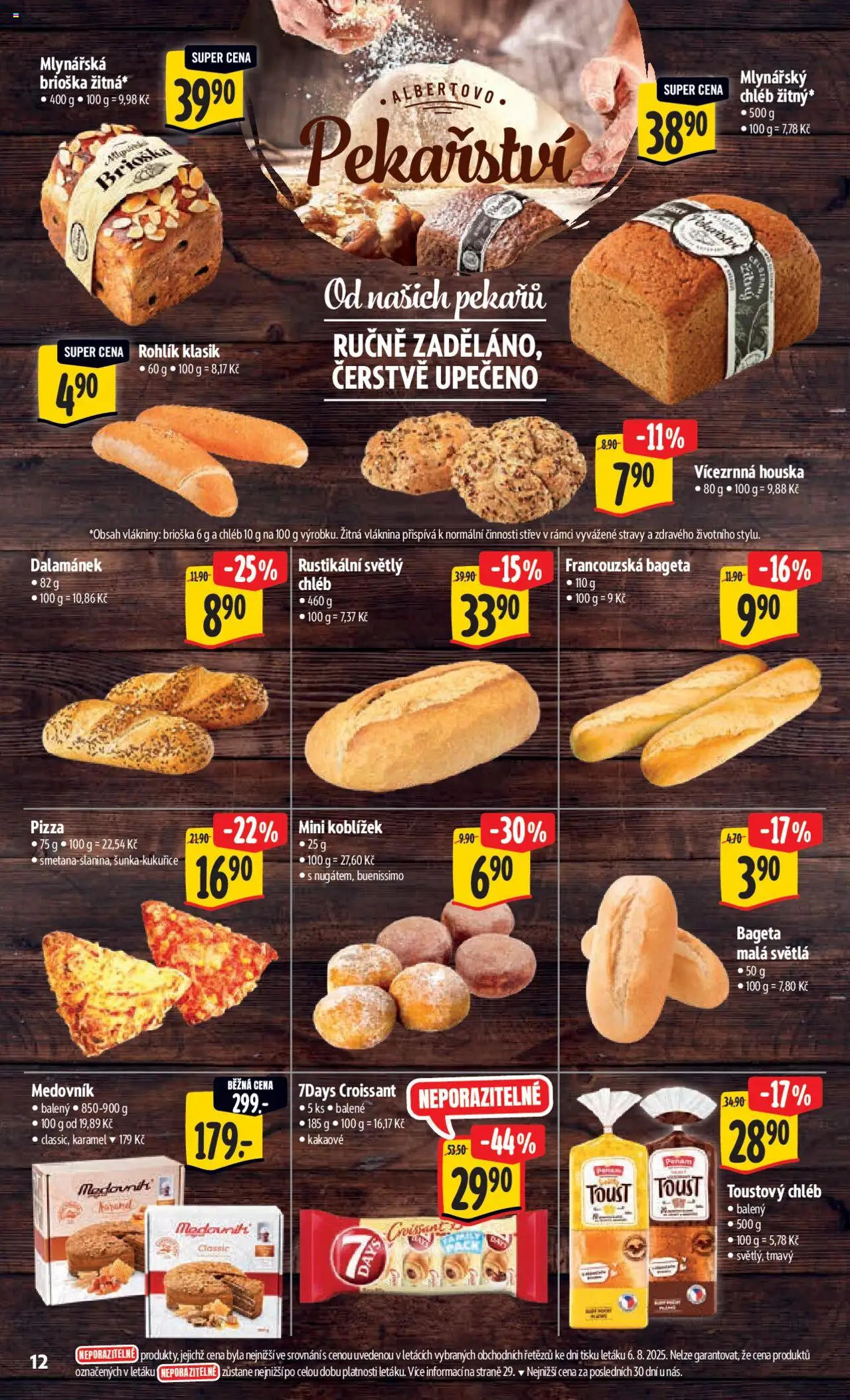 Albert leták - Hypermarket od 13.08.2025 | Strana: 19 | Produkty: Pizza, Rohlík, Medovník, Dalamánek