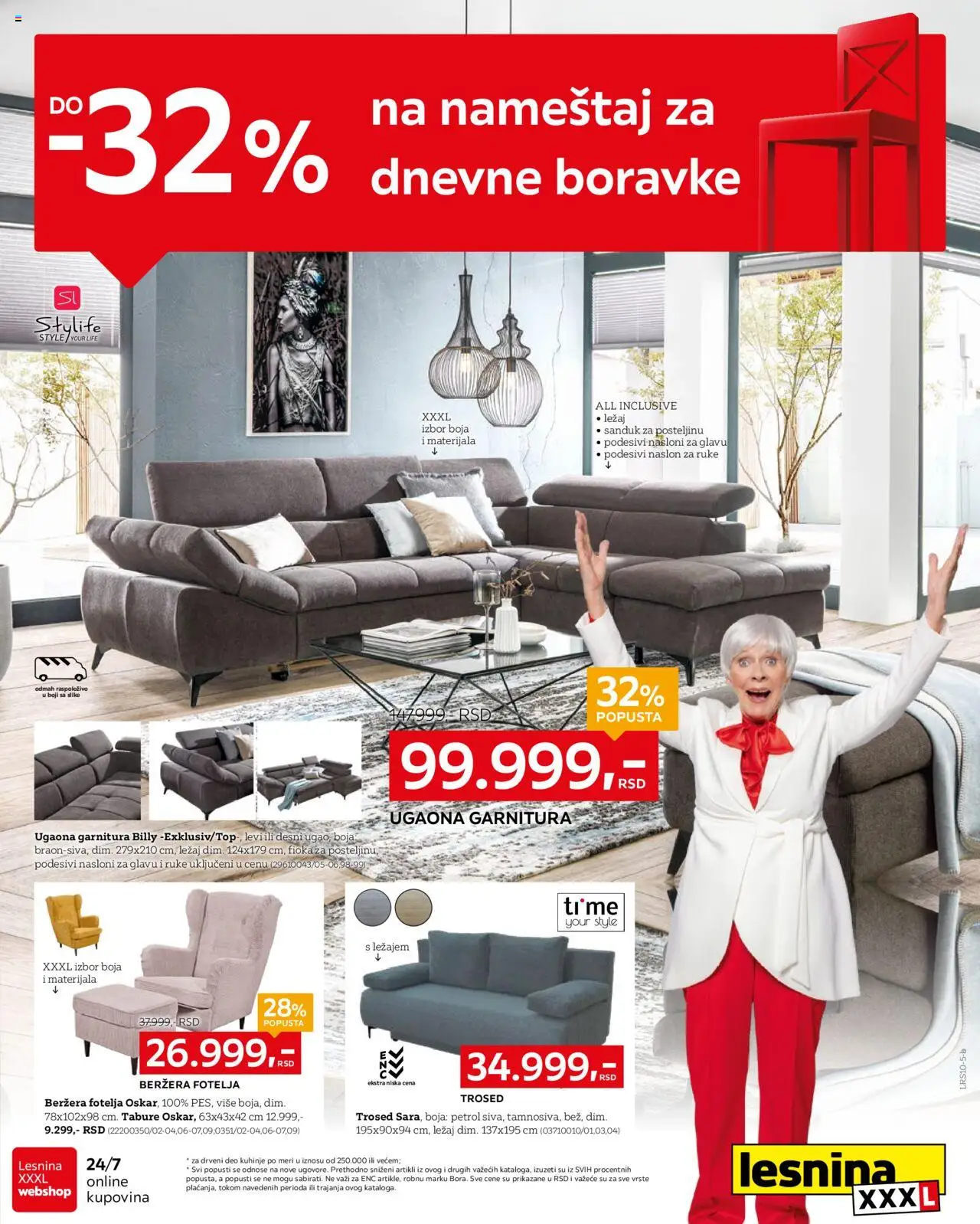 Lesnina XXXL katalog - važi od 13.10.2025 | Strana: 1 | Proizvode: Fotelja, Tabure, Trosed, Ugaona garnitura