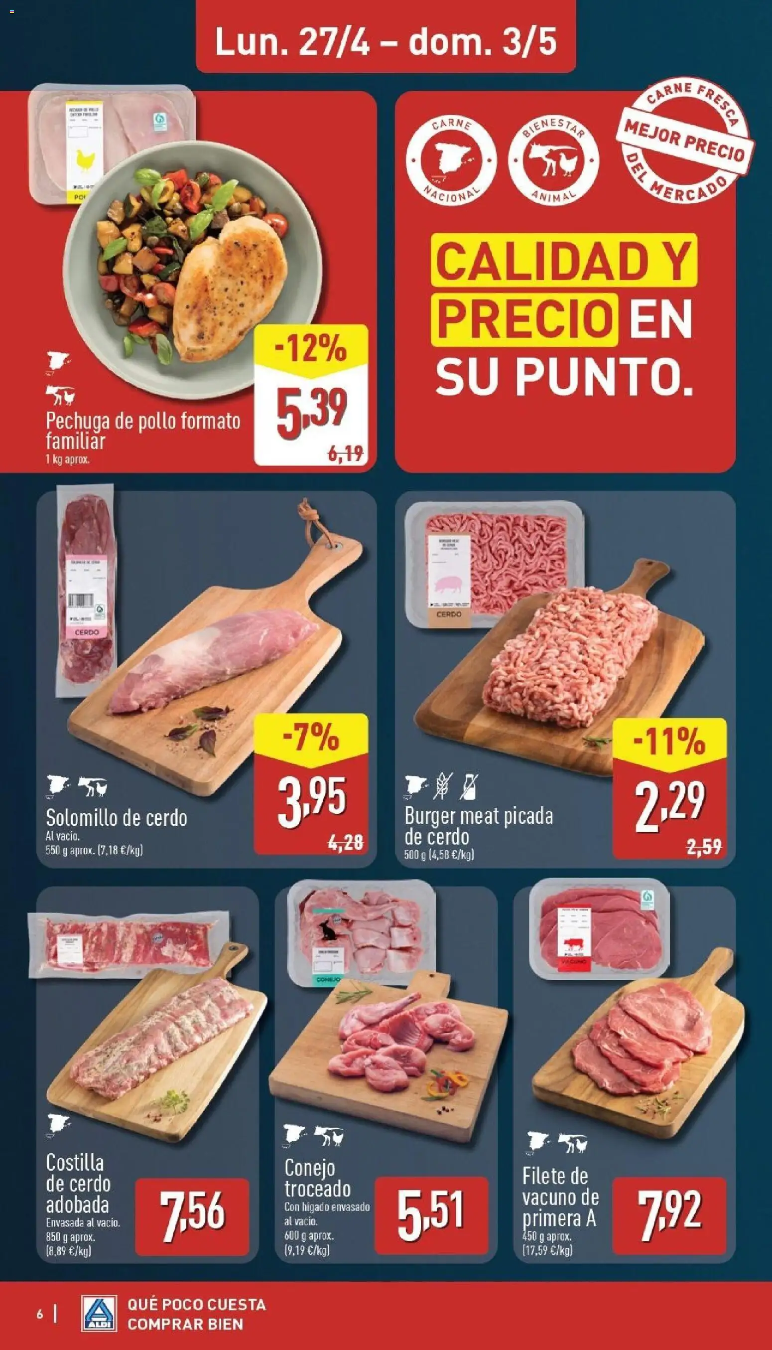 Aldi folleto Península │ válido desde el 27.04.2026 | Página: 6 | Productos: Solomillo de cerdo, Cerdo, Costilla de cerdo, Filete
