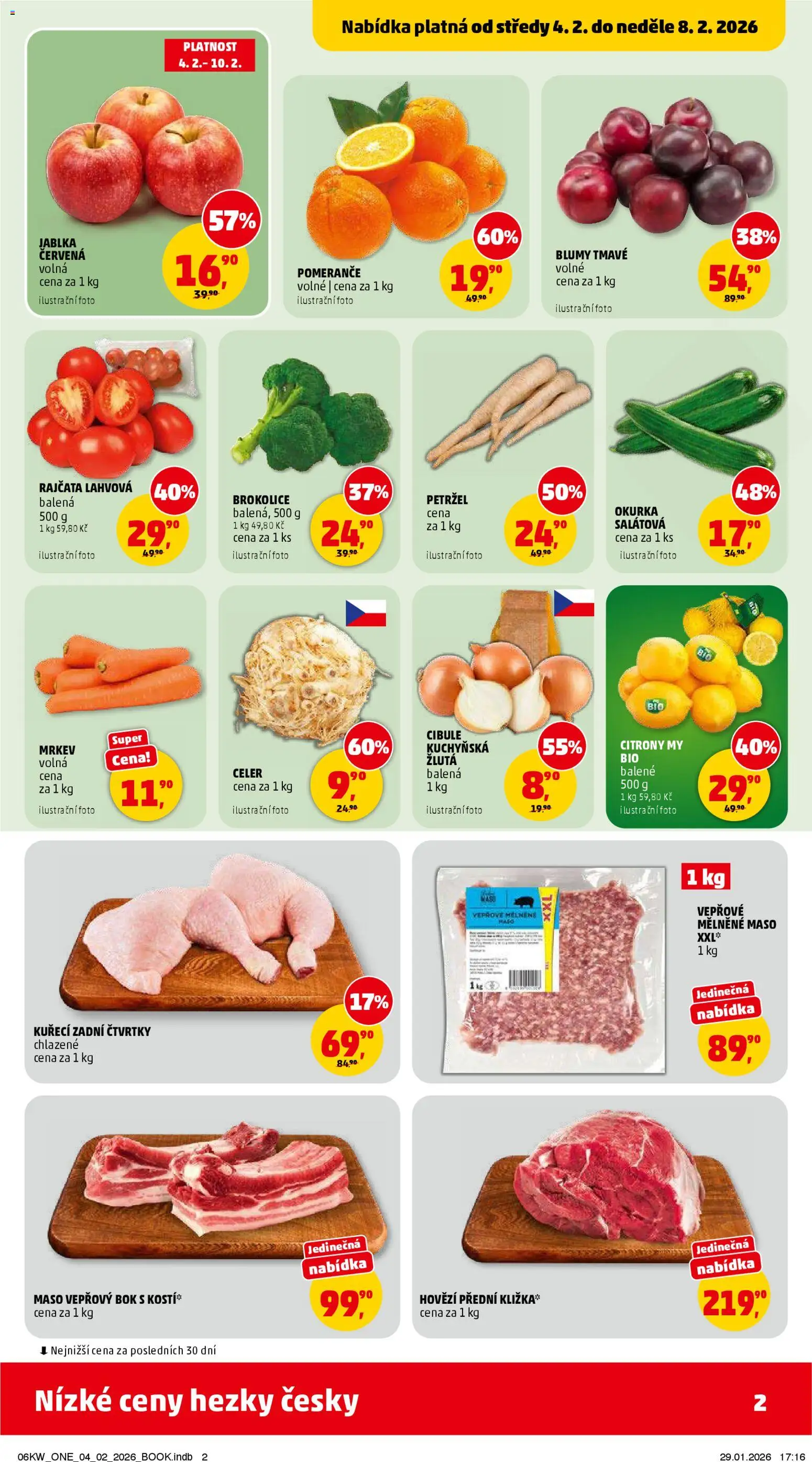 Penny Market leták - Čtvrtečník od 04.02.2026 | Strana: 2 | Produkty: Hovězí, Jablka, Citróny, Maso