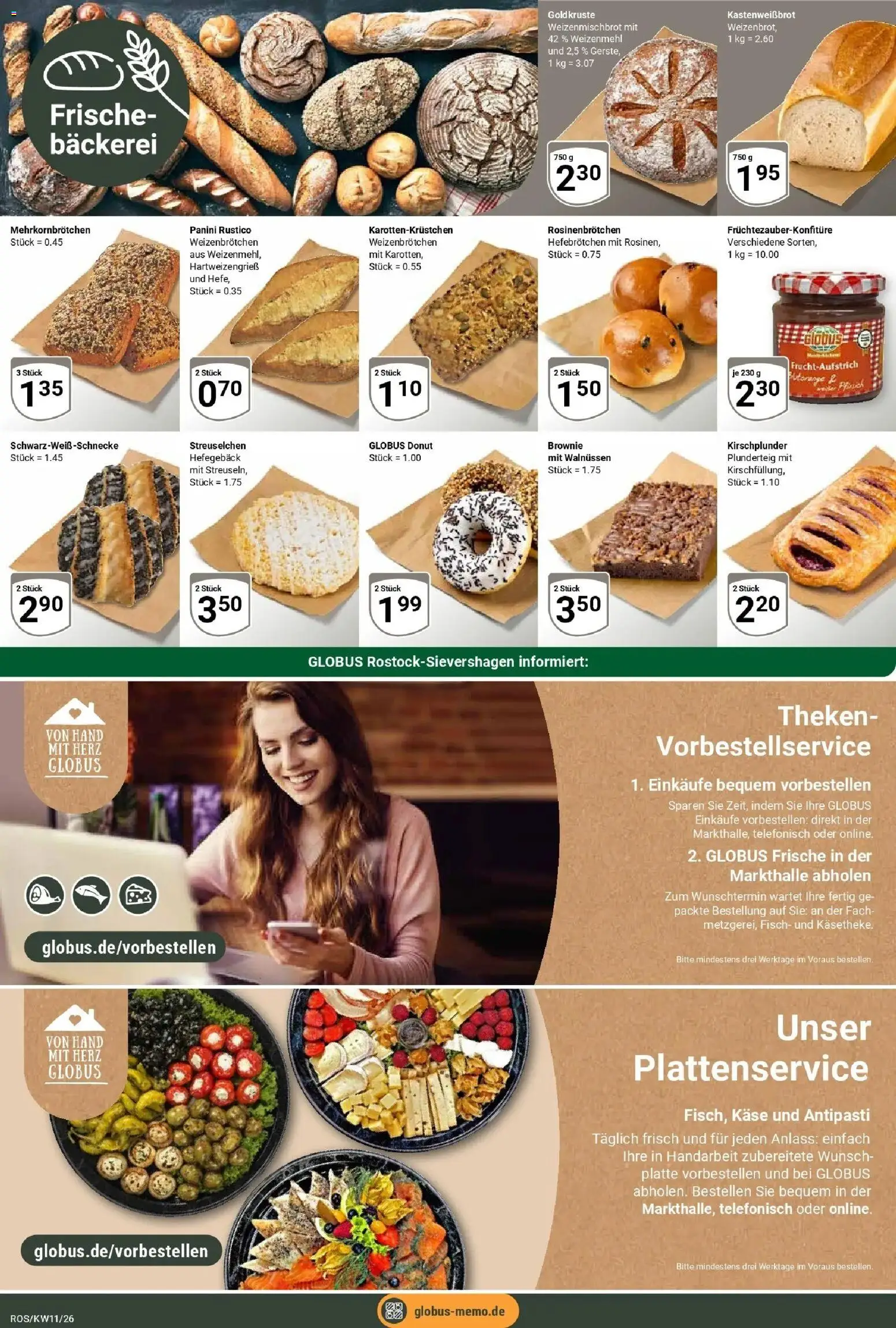 Globus prospekt Lambrechtshagen	 – gültig ab 09.03.2026 | Seite: 6 | Produkte: Bäckerei, Käse, Weizenmehl, Fisch