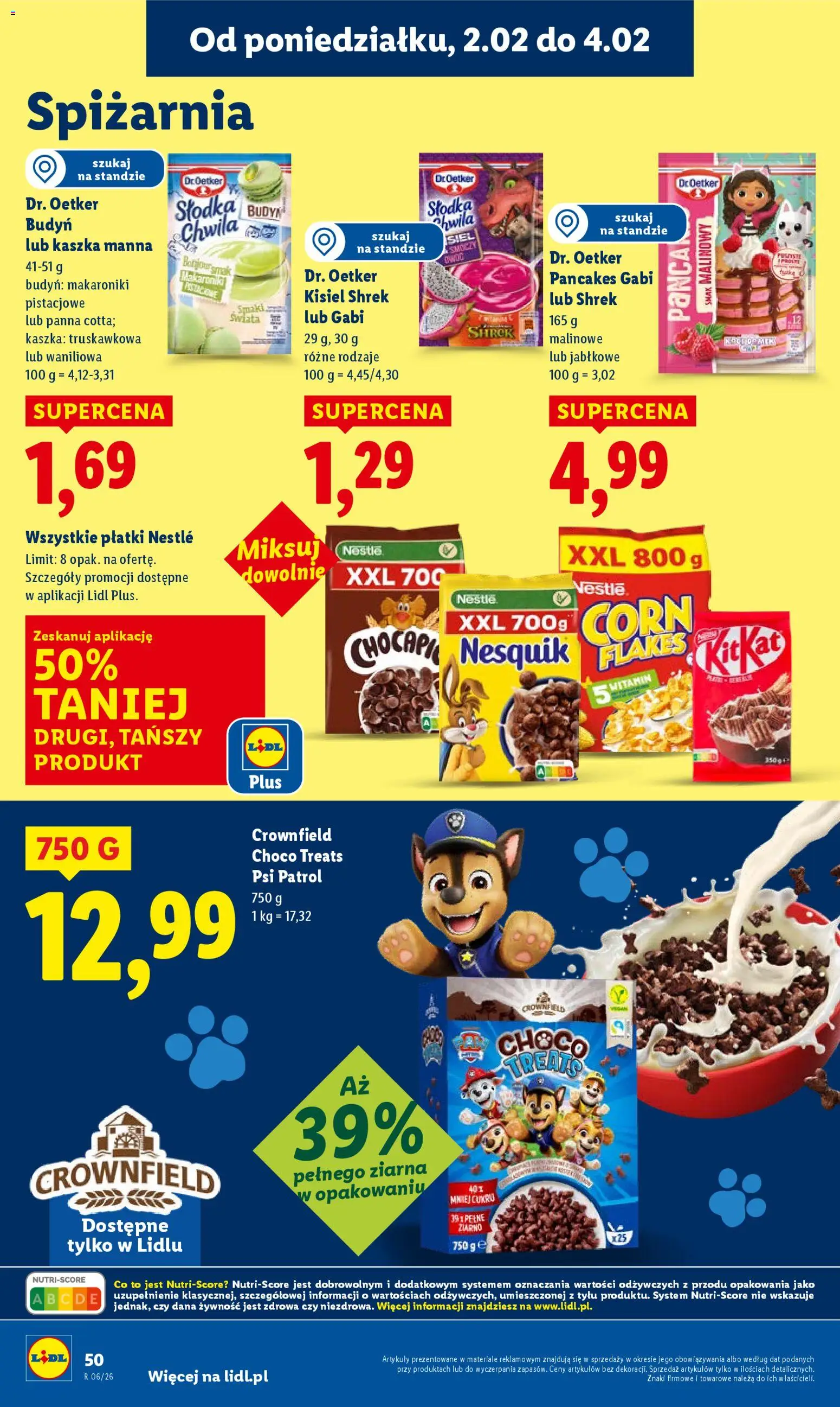 Lidl Gazetka od 02.02.2026 | Strona: 50 | Produkty: Kaszka manna, Płatki, Pancakes