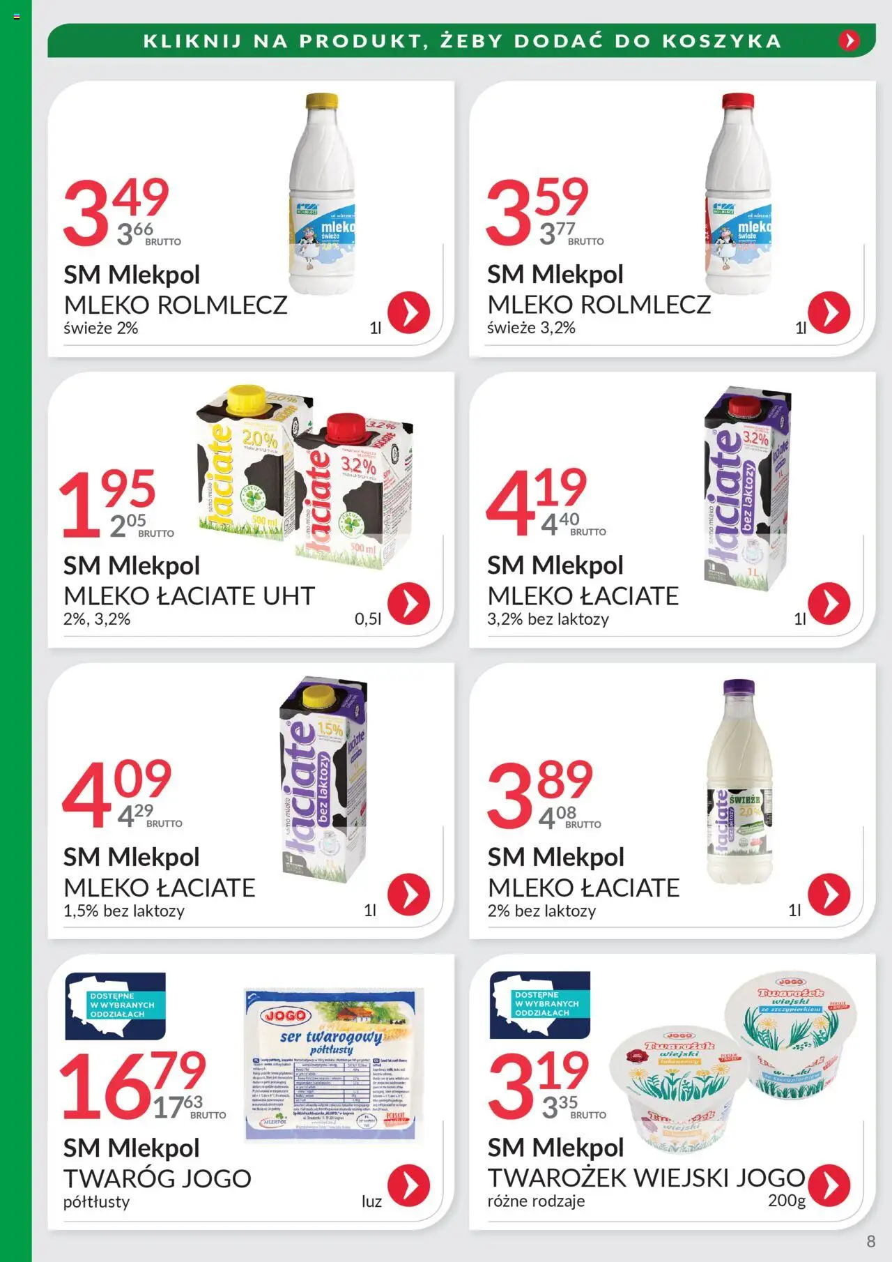 Eurocash Gazetka - Oferta Południe od 31.08.2025 | Strona: 8 | Produkty: Bez laktozy, Mleko, Twarożek, Twaróg