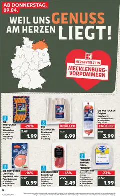 MECKLEN-BURGER FISCH-FEINKOST Geflügelsalat, Hühnerfleisch, - Ananas, Champignons und Mandarinen in Mayonnaise je 150-g-Becher ab 09.04.2026 gültig | Seite: 14 | Produkte: Wiener wurstchen, Fisch, Champignons, Schweinefleisch