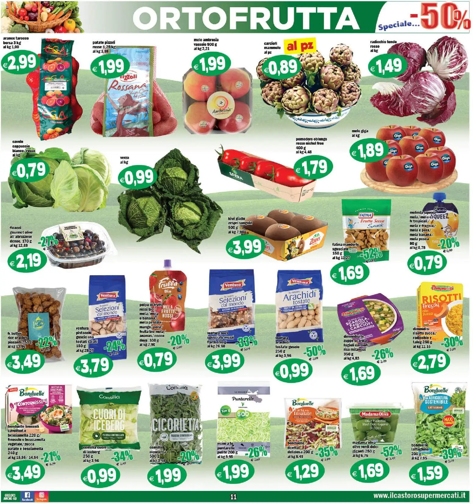 Volantino Il Castoro del 26.01.2026 | Pagina: 11 | Prodotti: Pesca, Cavolo, Carciofi, Pistacchi