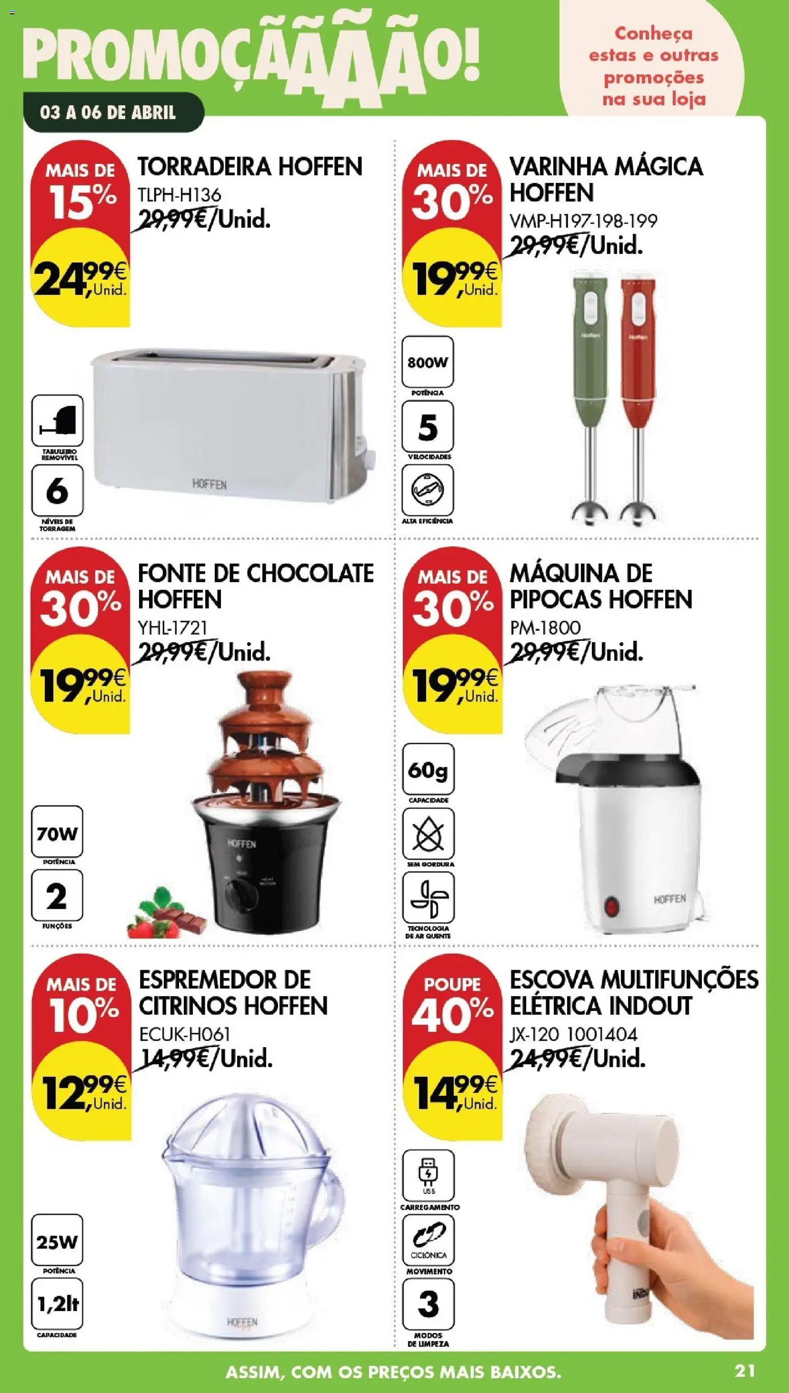 Pingo Doce Poupe este Fim de Semana │ válido de 03.04.2026 | Página: 21 | Produtos: Espremedor, Torradeira, Pipocas, Chocolate