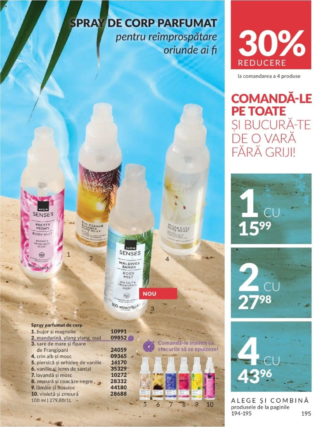 Catalog Avon - 06 2025 – valabil de la 01.06.2025 | Pagină: 195 | Produse: Piersică, Zmeură, Body, Sare