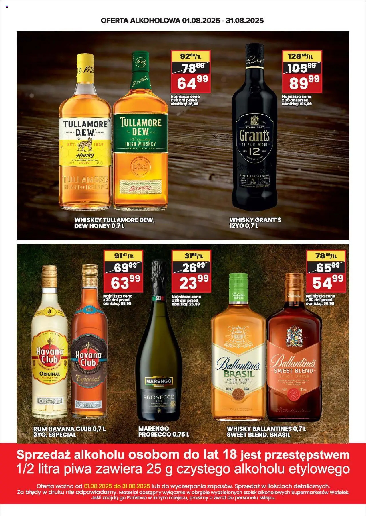 Wafelek Gazetka alkoholowa od 01.08.2025 | Strona: 3 | Produkty: Grant's, Rum, Whisky, Prosecco