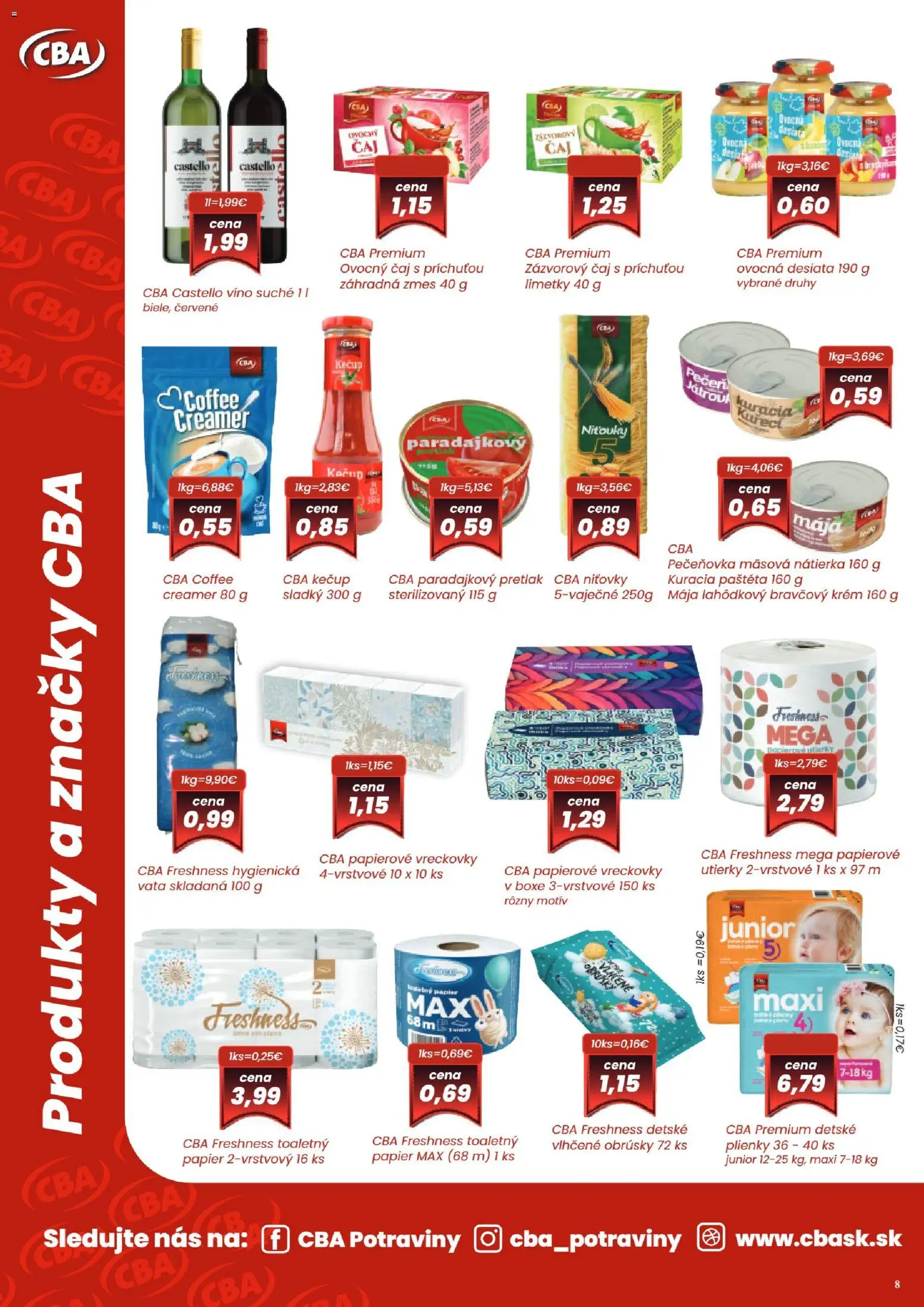 Nové Sintra akcie – leták je platný od 08.01.2026 | Strana: 8 | Produkty: Víno, Čaj, Kečup, Plienky