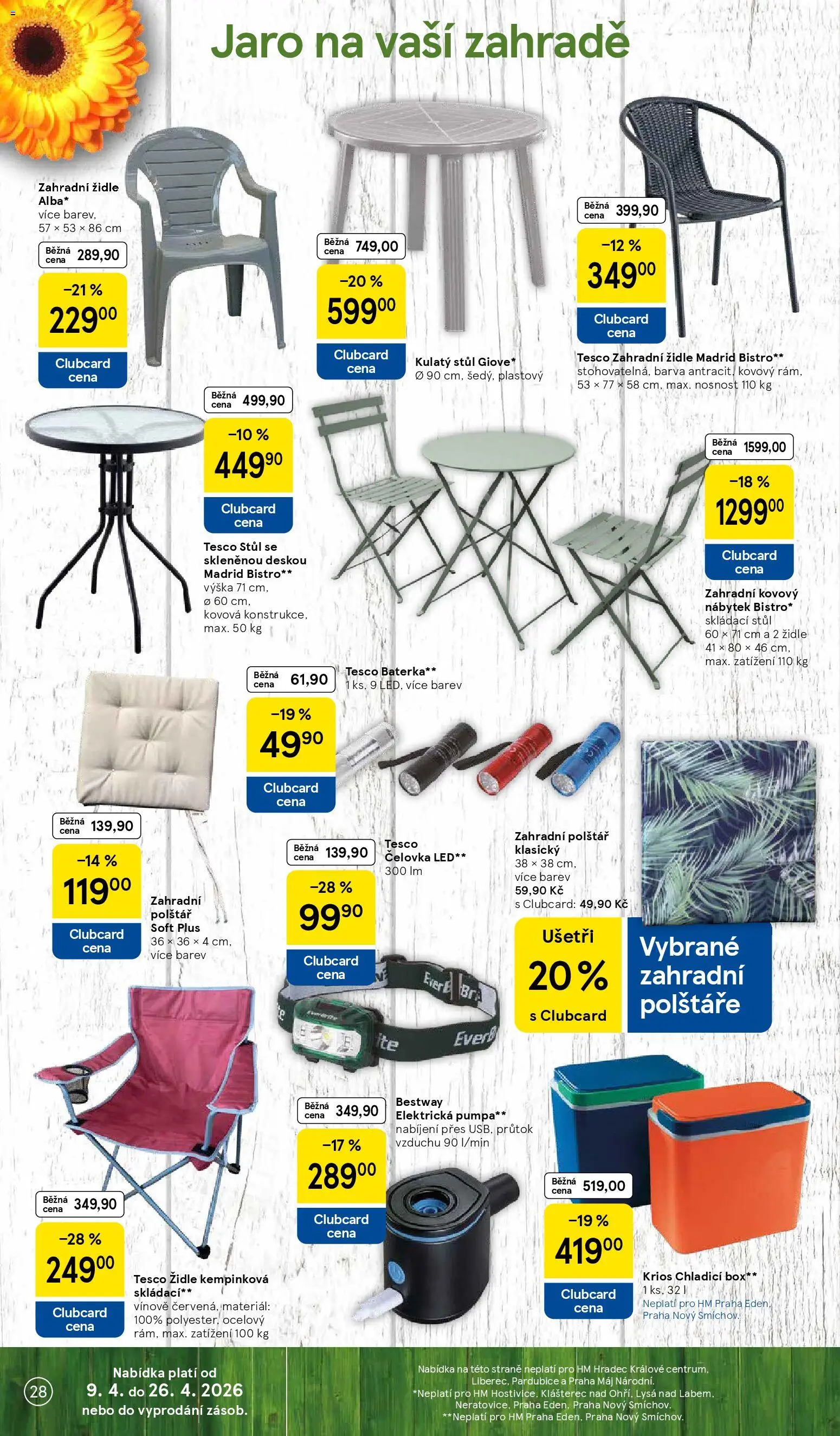 Tesco leták - Hypermarket od 07.04.2026 | Strana: 28 | Produkty: Chladicí box, Pumpa, Stůl, LED