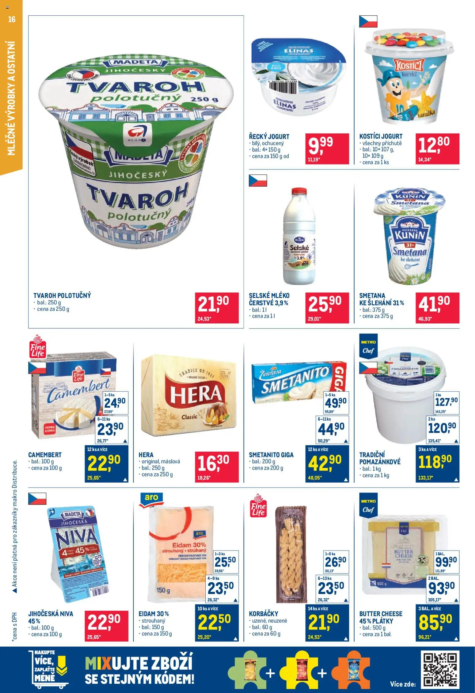 Makro leták - Pro milovníky jídla od 03.12.2025 | Strana: 16 | Produkty: Mléko, Jogurt, Smetana, Camembert