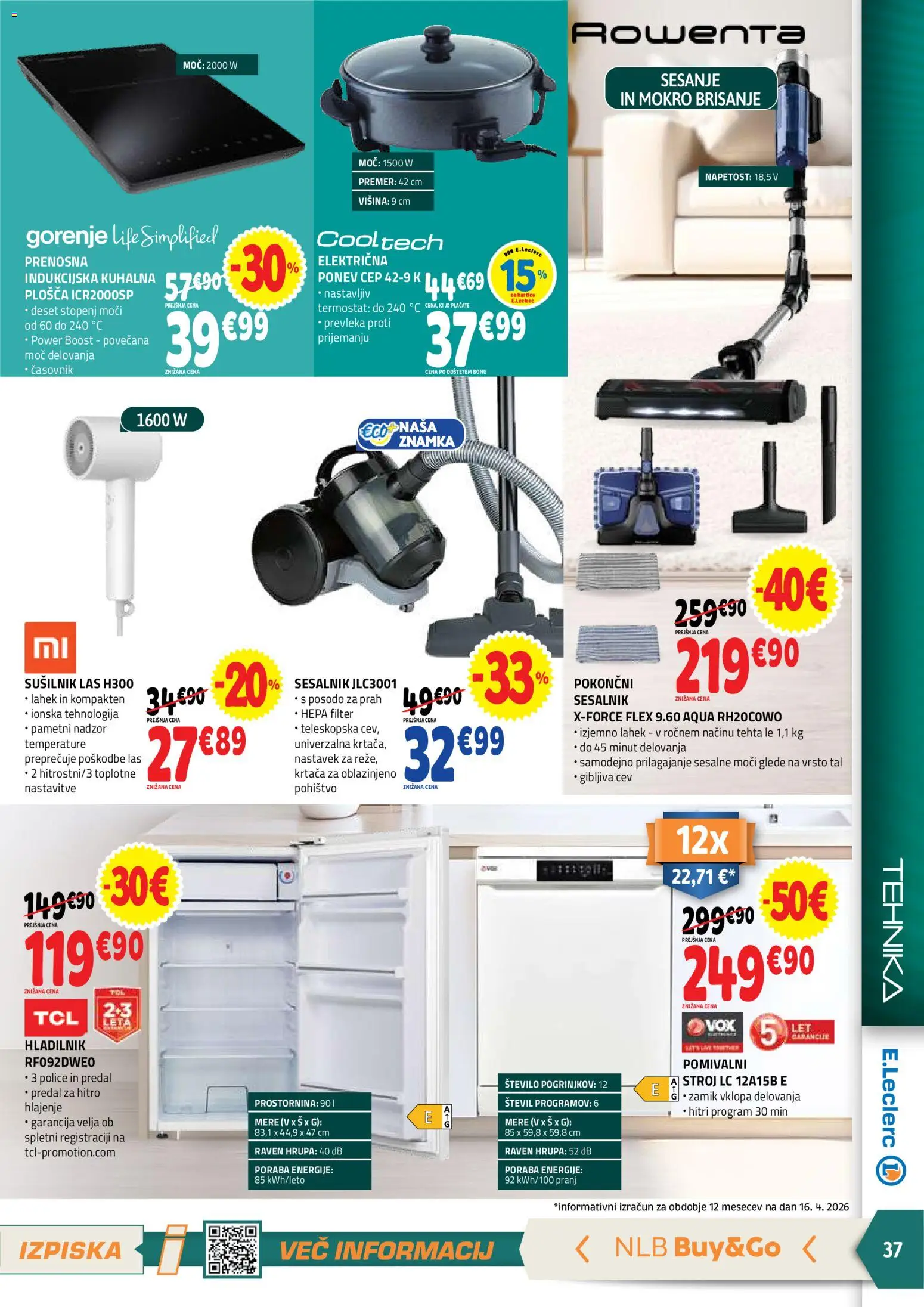 Novi E.leclerc katalog ponudbe – veljaven od 29.04.2026 | Stran: 37 | Izdelki: Pohištvo, Prevleka, Sesalnik, Časovnik