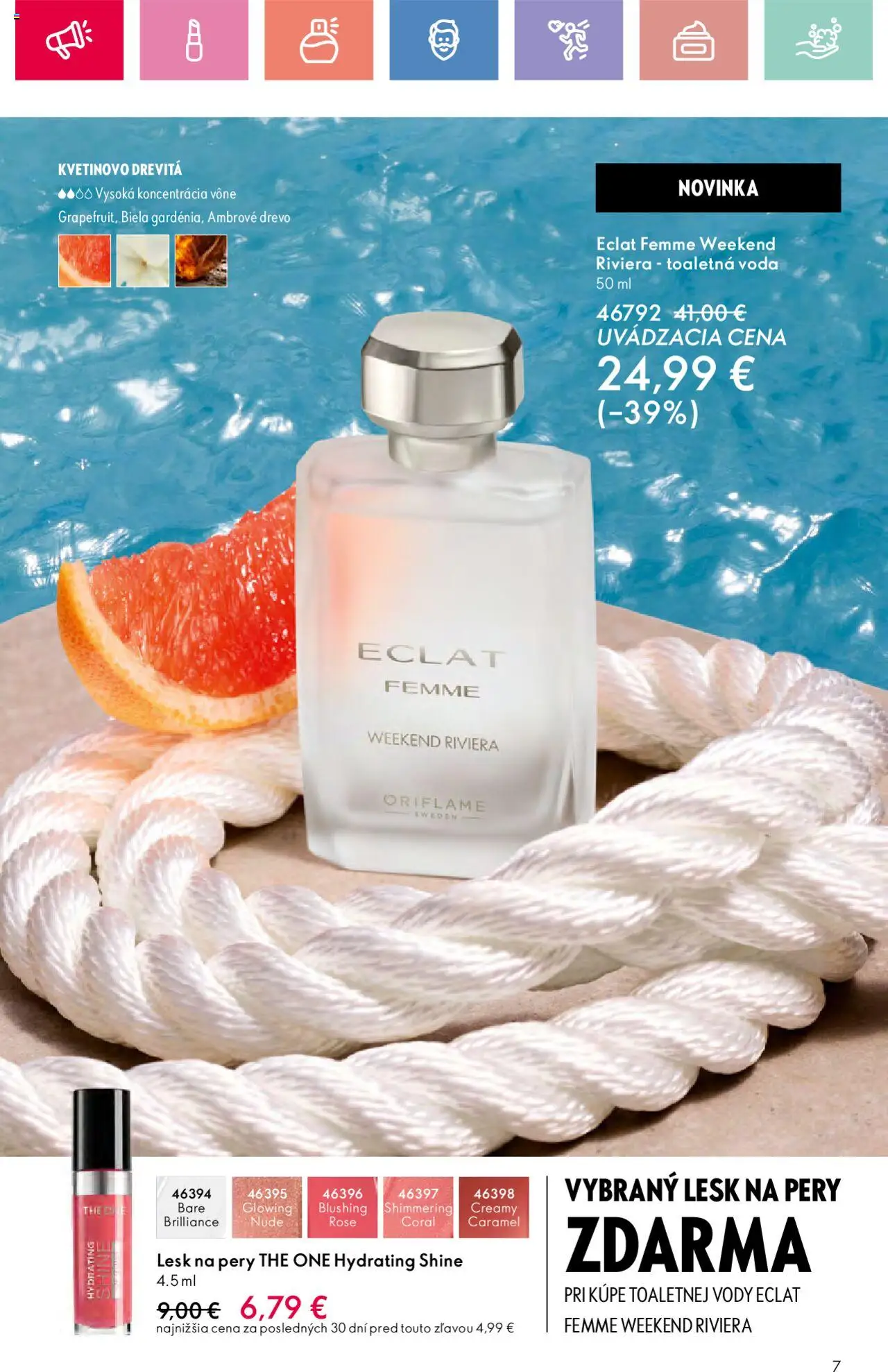 Katalóg Oriflame 9 2025 │ platný od 15.06.2025 | Strana: 7 | Produkty: Toaletná voda, Lesk na pery, Voda