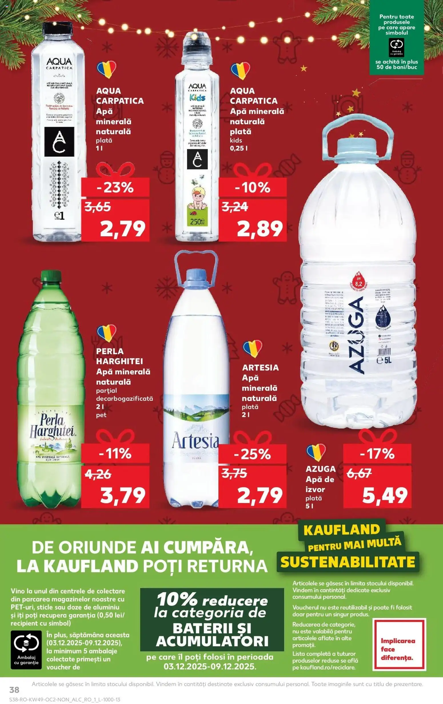 Noul catalog Kaufland – valabil de la 03.12.2025 | Pagină: 38 | Produse: Yazı tahtası kalemi, Baterii, Apă