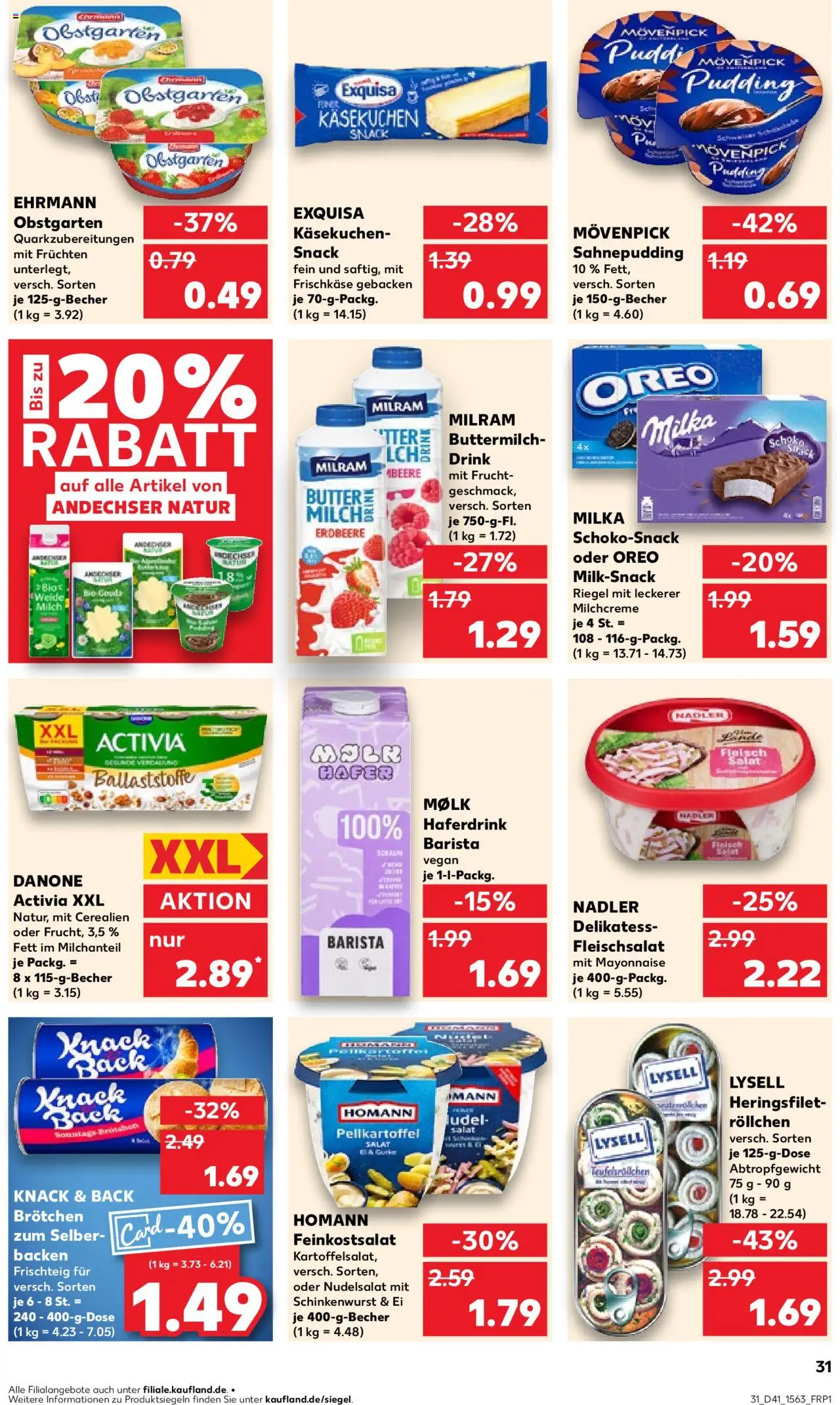 Kaufland prospekt Kiel	 – gültig ab 09.10.2025 | Seite: 31 | Produkte: Activia, Buttermilch, Pudding, Frischkase