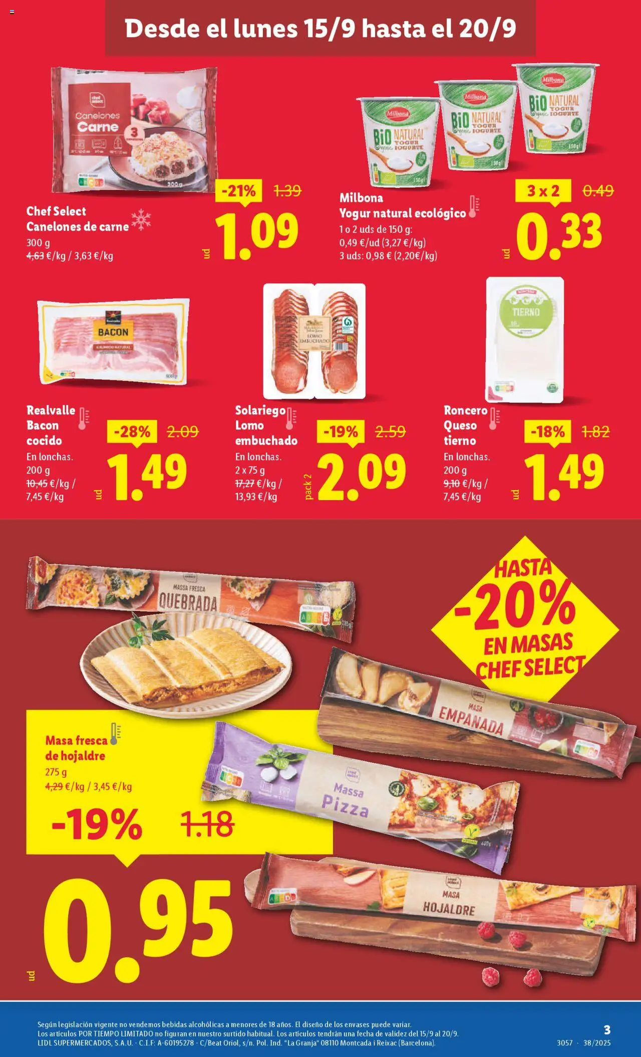 Lidl - Teruel Fuenfresca │ válido desde el 15.09.2025 | Página: 3 | Productos: Queso, Yogur, Pizza, Canelones