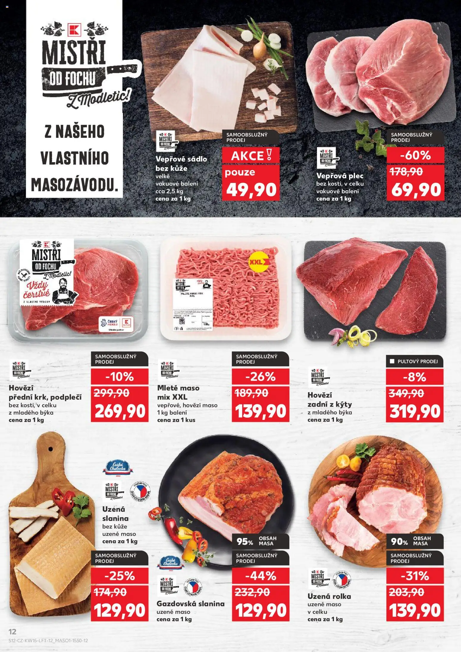 Kaufland leták - Praha 8 od 08.04.2026 | Strana: 12 | Produkty: Uzené maso, Mleté maso mix, Maso, Vepřová plec