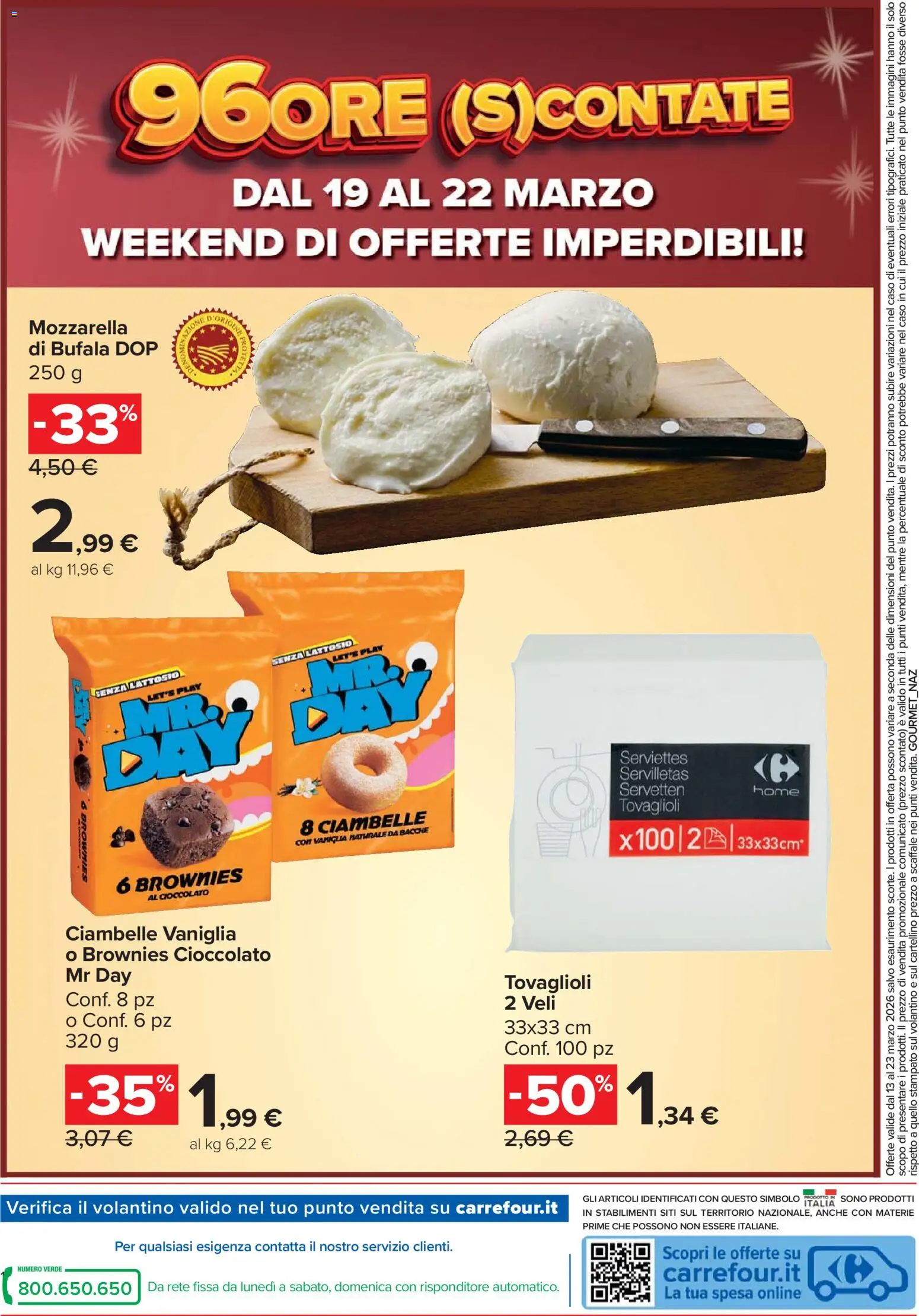 Volantino Carrefour del 13.03.2026 | Pagina: 18 | Prodotti: Ciambelle, Cioccolato, Mozzarella, Scaffale