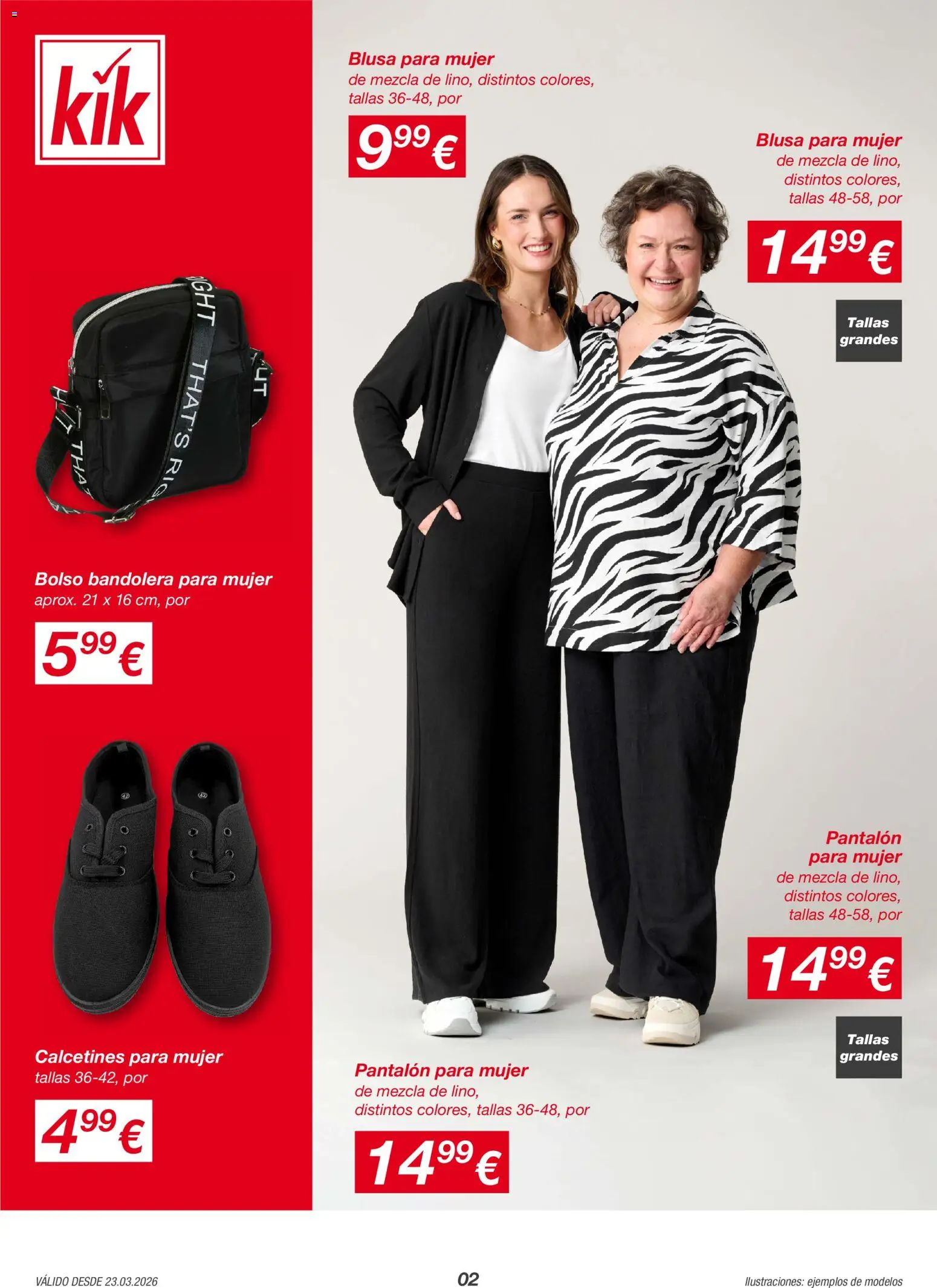 KIK folleto │ válido desde el 23.03.2026 | Página: 2 | Productos: Bolso bandolera, Blusa, Bolso