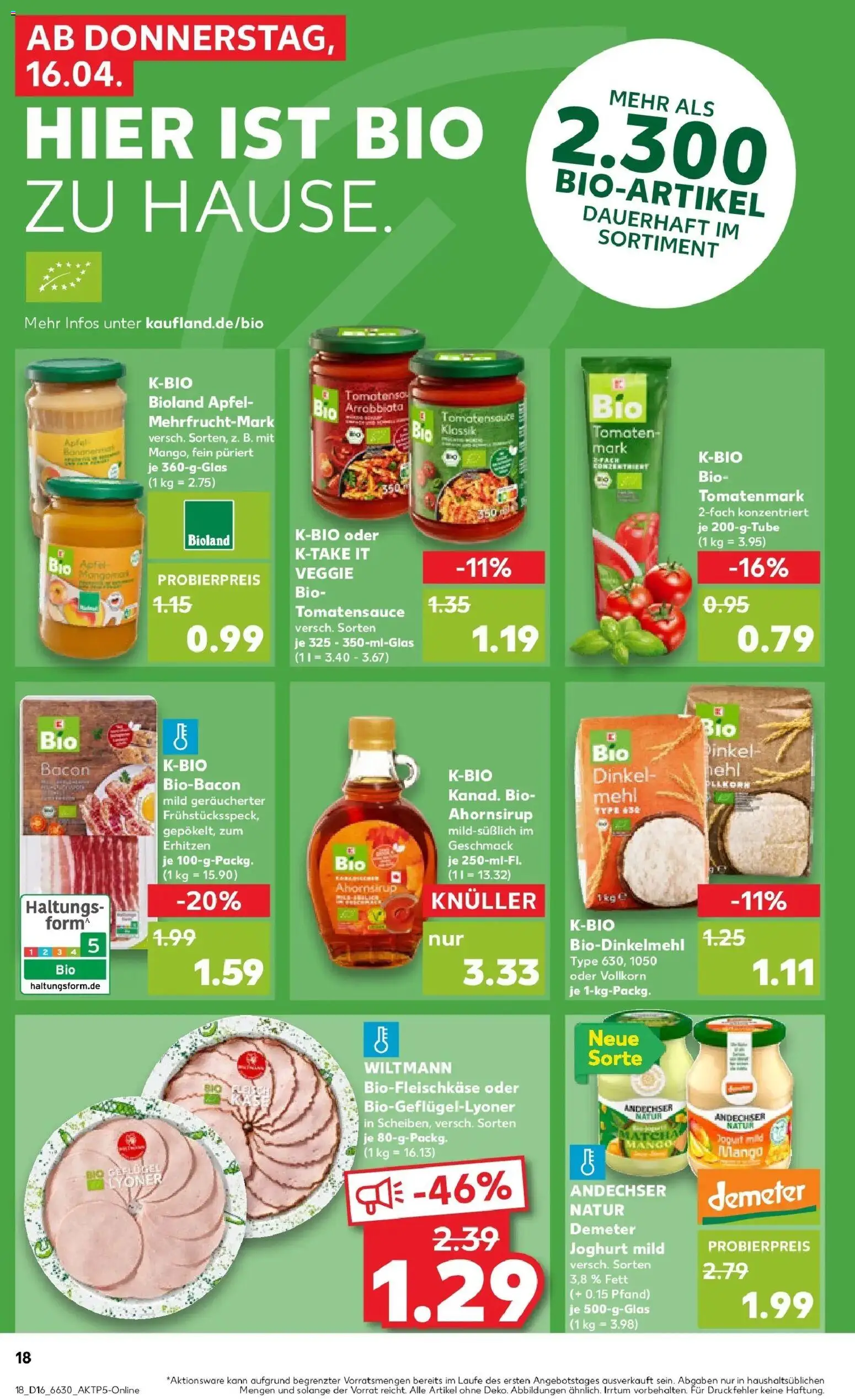 Kaufland Prospekt Pegnitz	 – gültig ab 16.04.2026 | Seite: 18 | Produkte: Joghurt, Äpfel, Tomaten, Mango