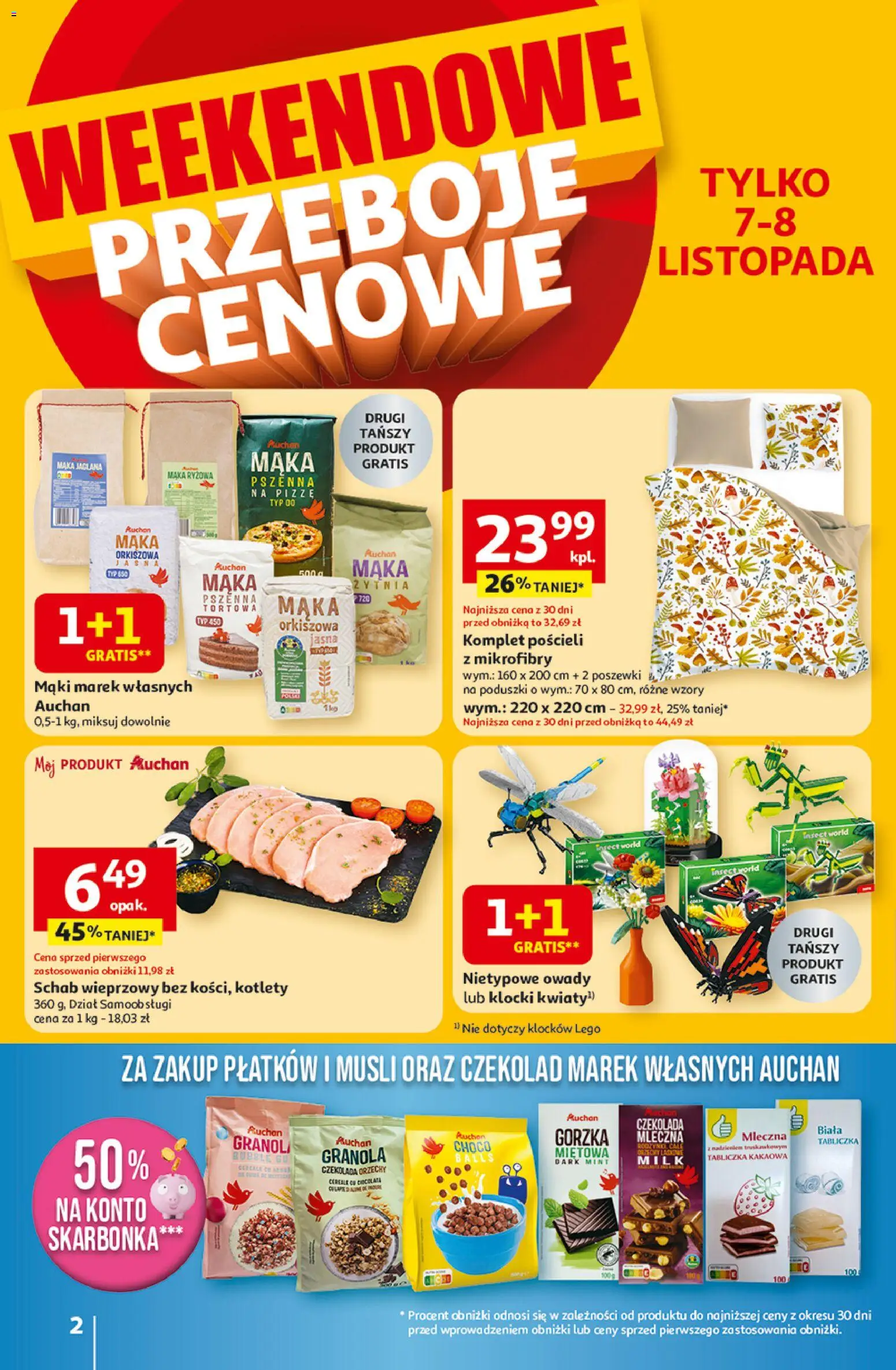 Auchan Black Friday od 06.11.2025 | Strona: 2 | Produkty: Schab, Czekolada mleczna, Granola, Kotlety