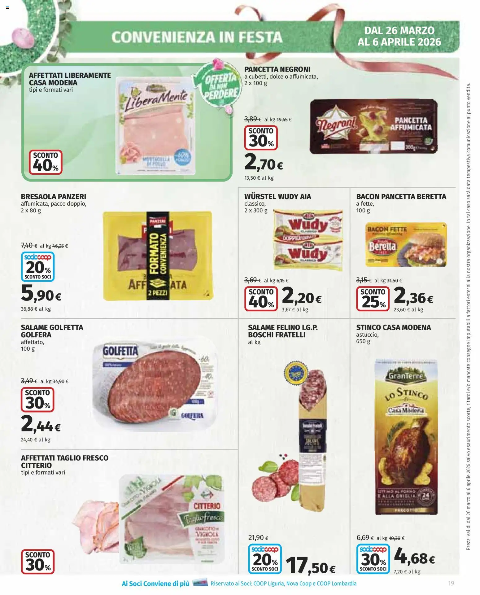 Volantino COOP del 26.03.2026 | Pagina: 19 | Prodotti: Salame, Bresaola, Wurstel, Griglia