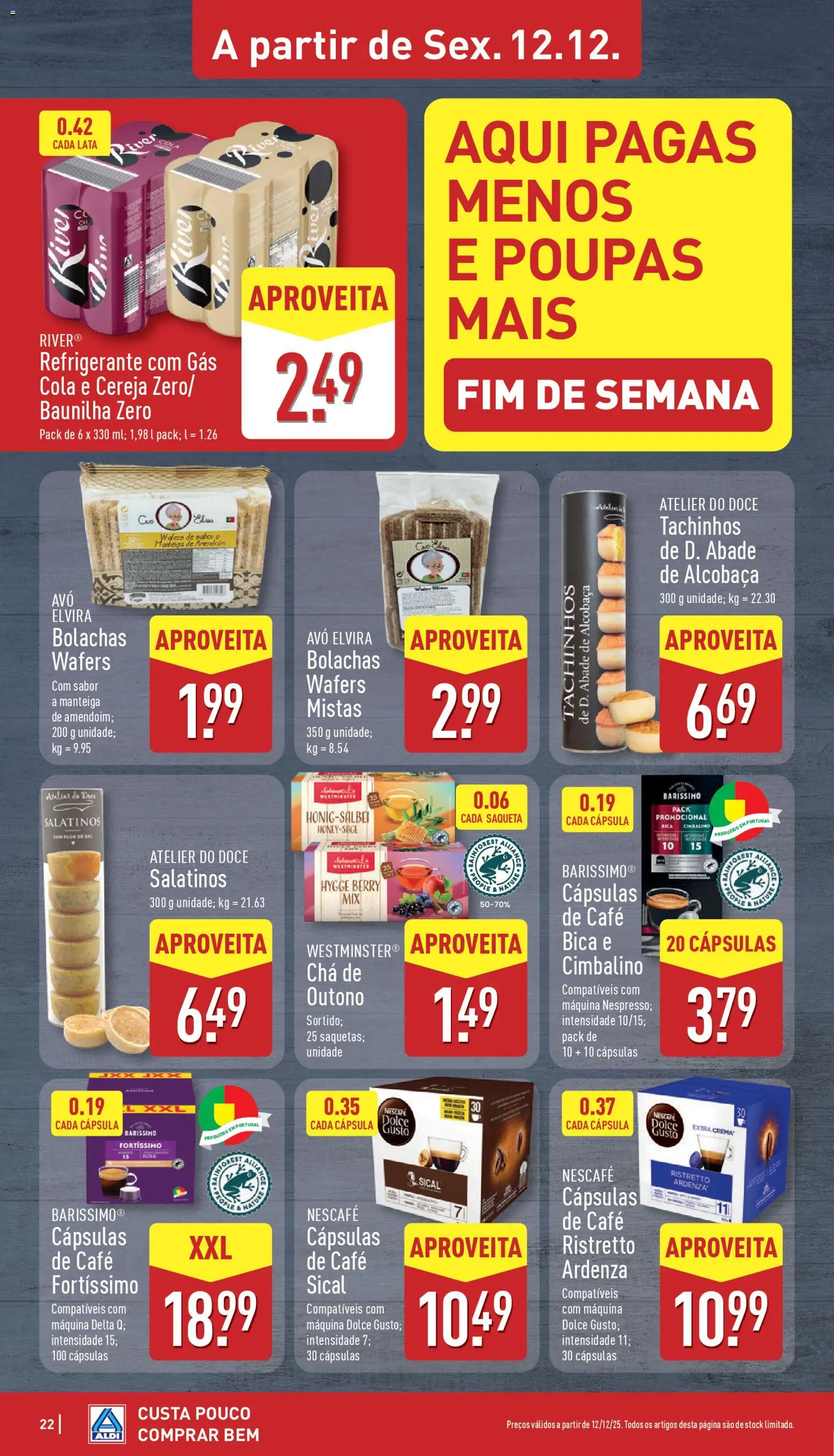 Aldi folheto │ válido de 08.12.2025 | Página: 22 | Produtos: Refrigerante, Manteiga, Café, Dolce gusto