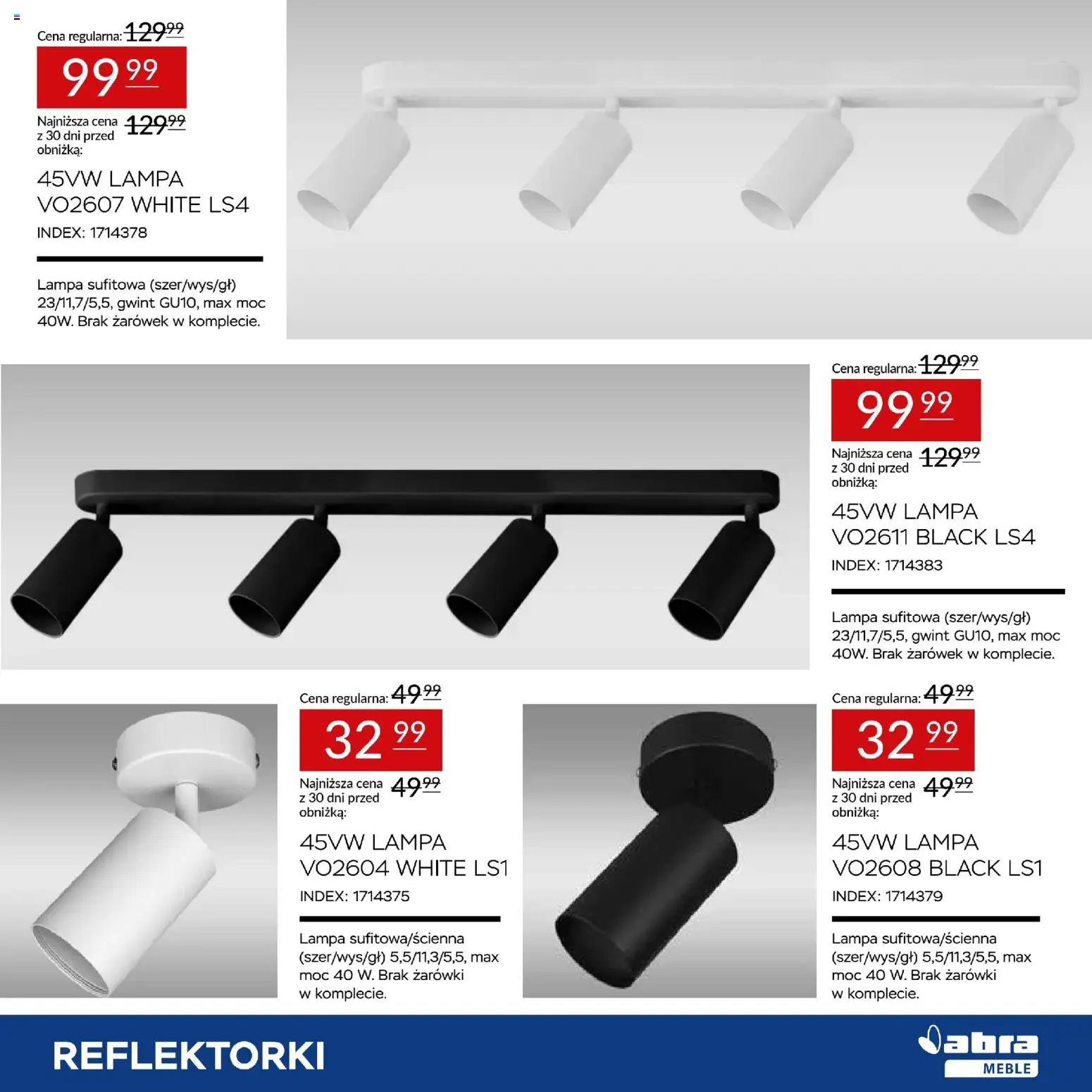 Abra meble Gazetka od 20.02.2026 | Strona: 15 | Produkty: Lampa, Żarówki