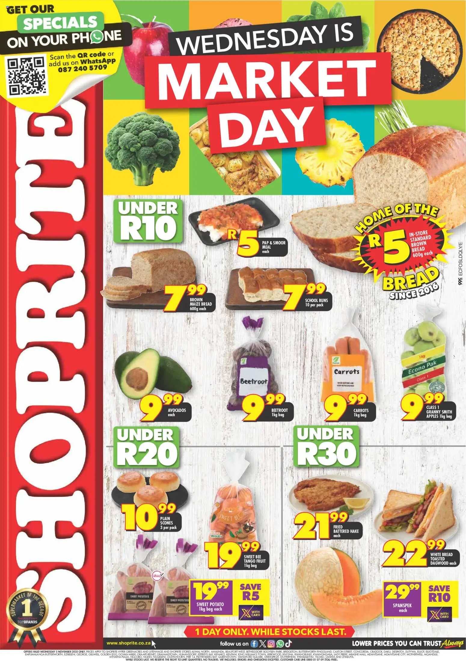 New Shoprite catalogue – valid from 05.11.2025 | Page: 1 | Products: Bag, Apples, Desmaquilante, Potatoes