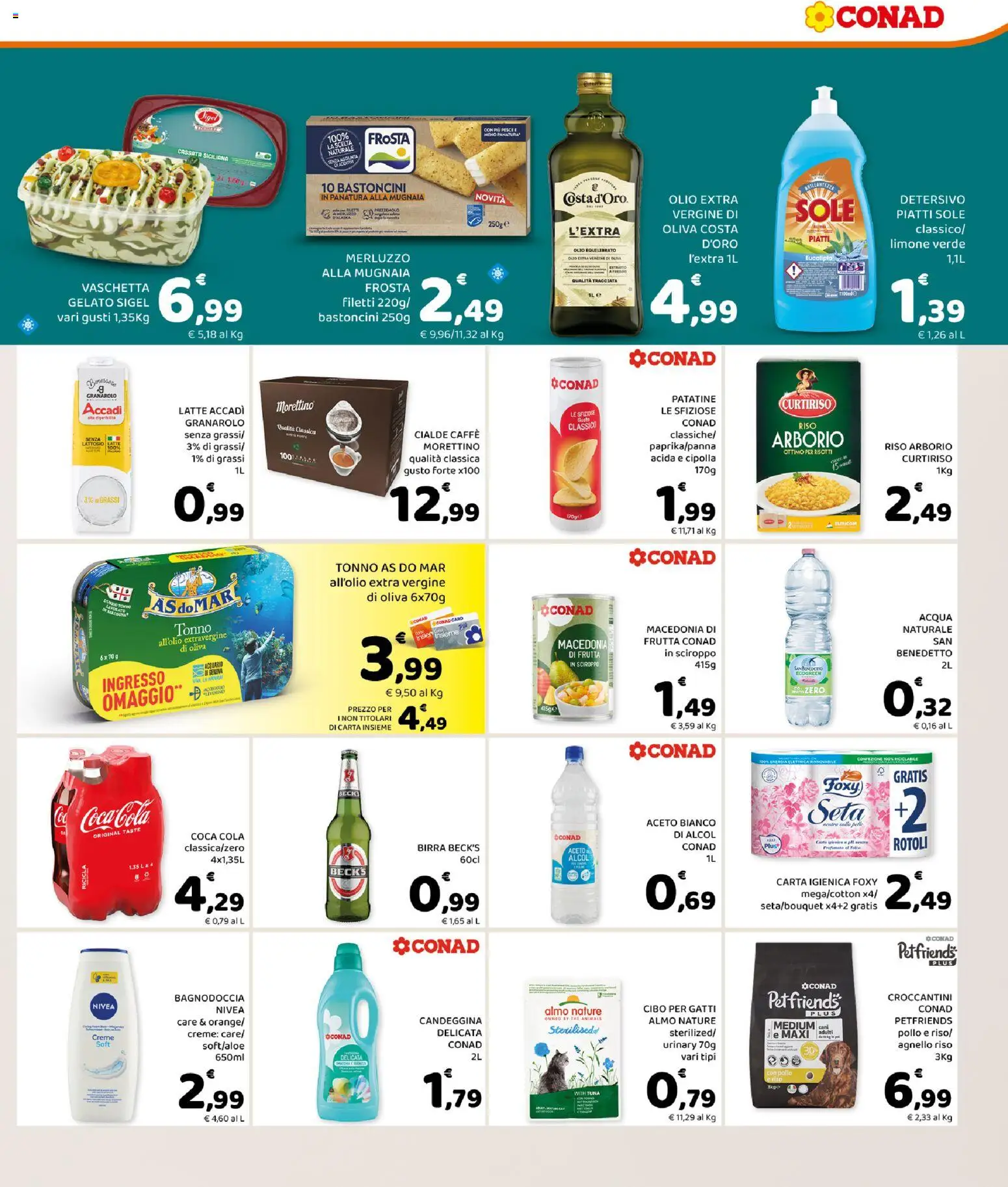 Volantino Conad del 18.03.2026 | Pagina: 3 | Prodotti: Carta igienica, Latte, Acqua naturale, Olio extra vergine