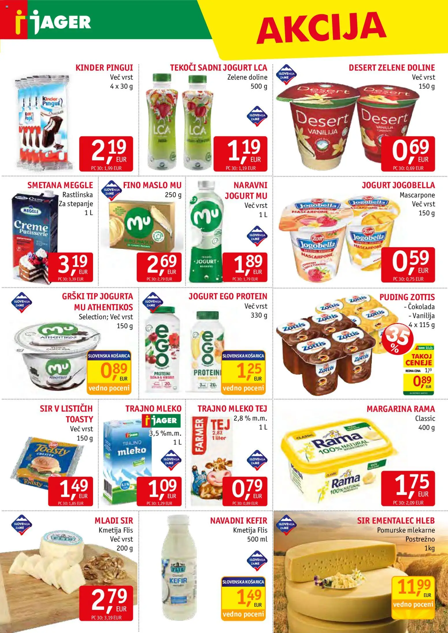 Novi Jager katalog ponudbe – veljaven od 25.02.2026 | Stran: 5 | Izdelki: Ementalec, Margarina, Mleko, Maslo