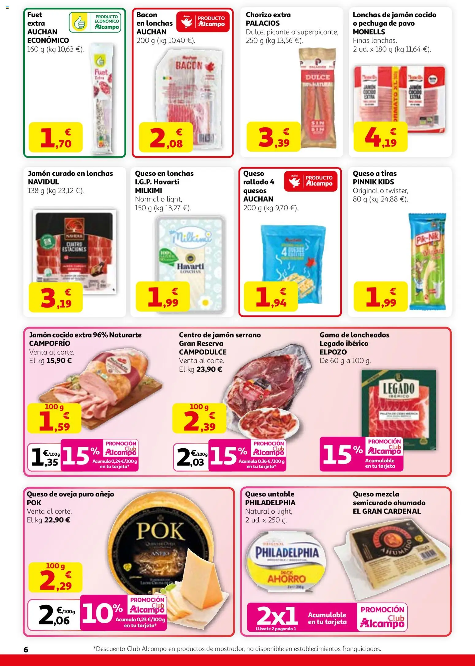 Alcampo folleto │ válido desde el 12.03.2026 | Página: 6 | Productos: Jamón serrano, Queso de oveja, Queso, Jamón cocido