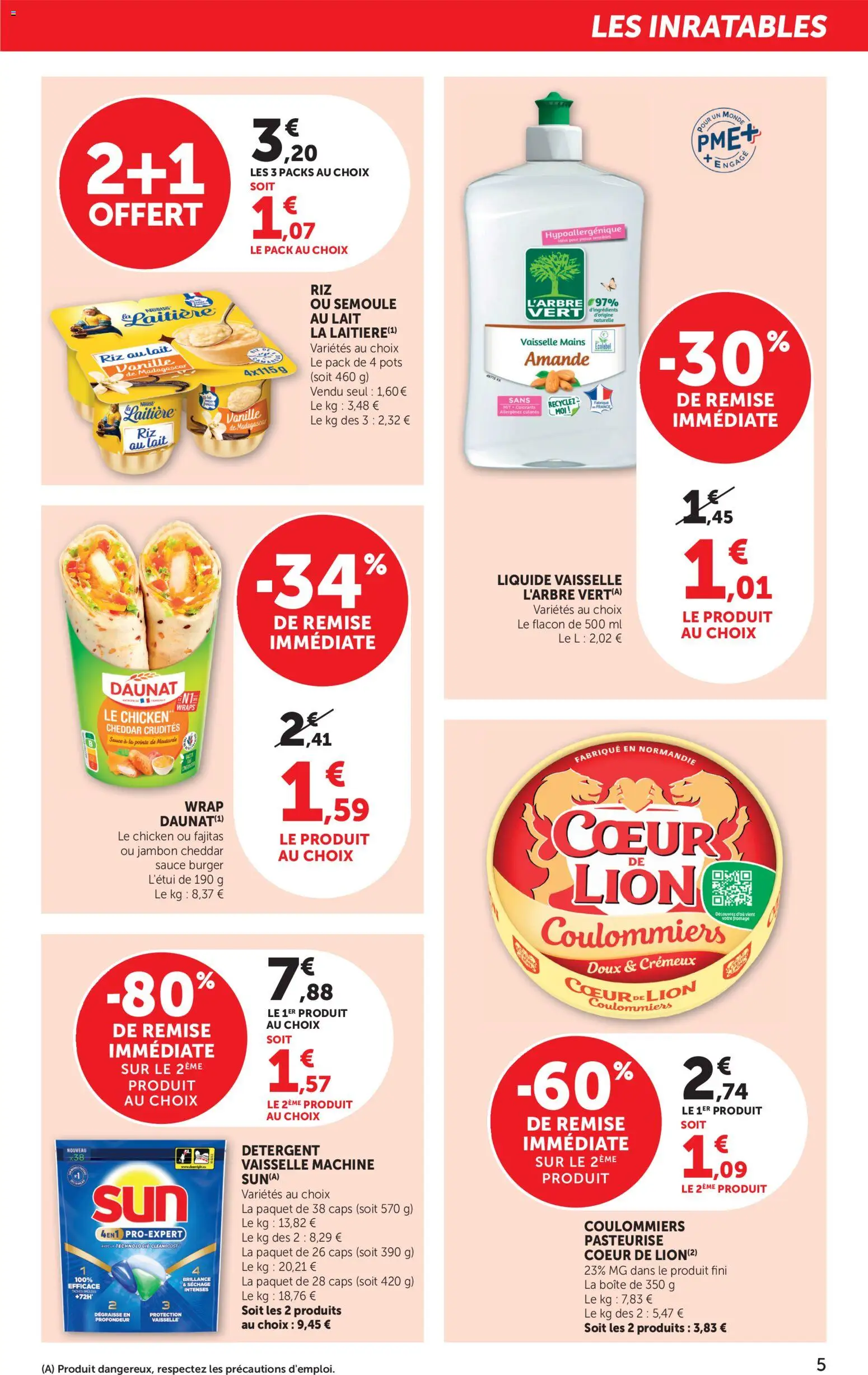 {H1} | Page: 5 | Produits: Liquide vaisselle, Lait, Moutarde, Riz