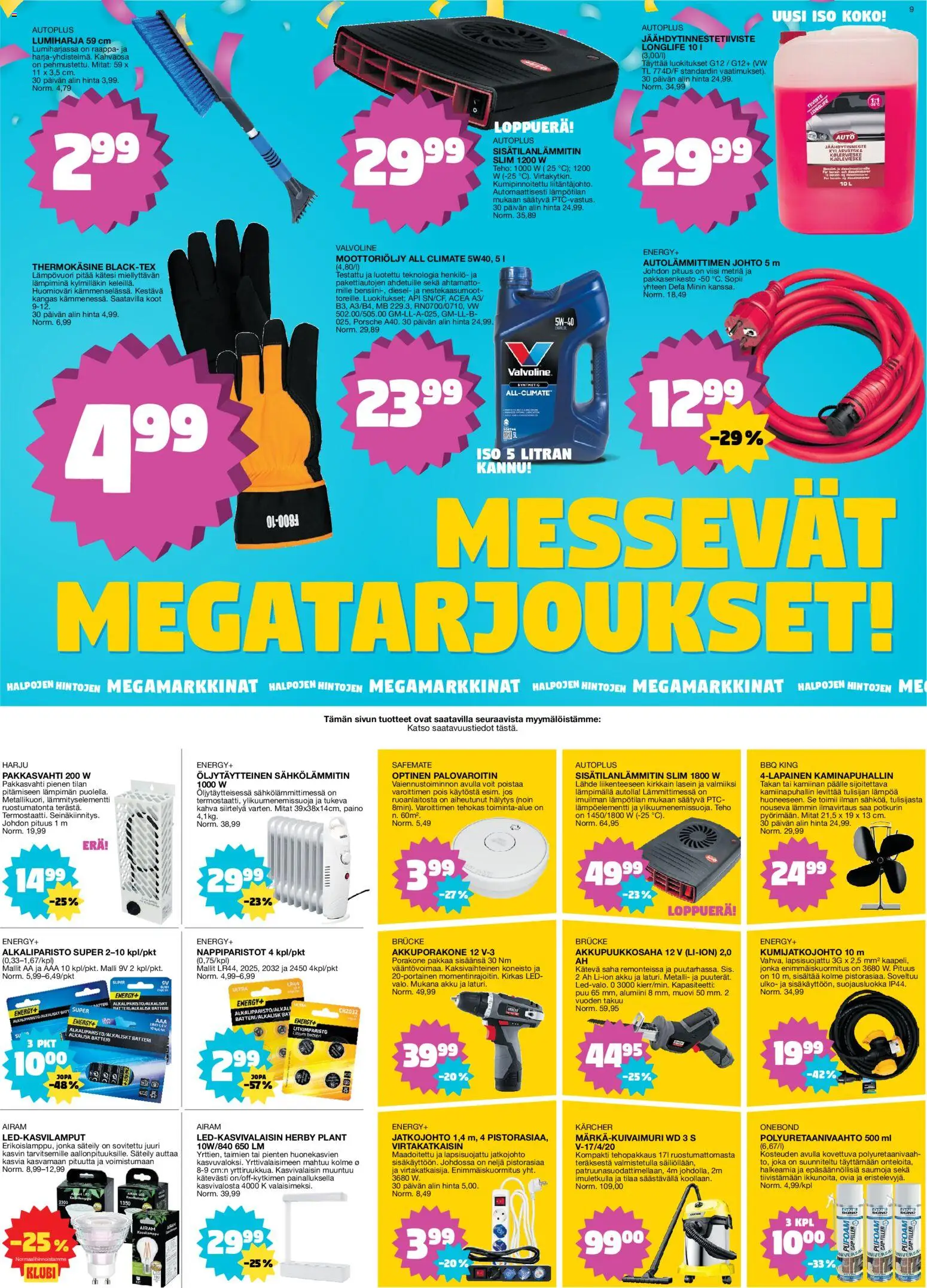 Tokmanni tarjoukset – voimassa 12.01.2026 alkaen | Sivu: 9 | Tuotteet: Jatkojohto, Kangas, Palovaroitin, Akku