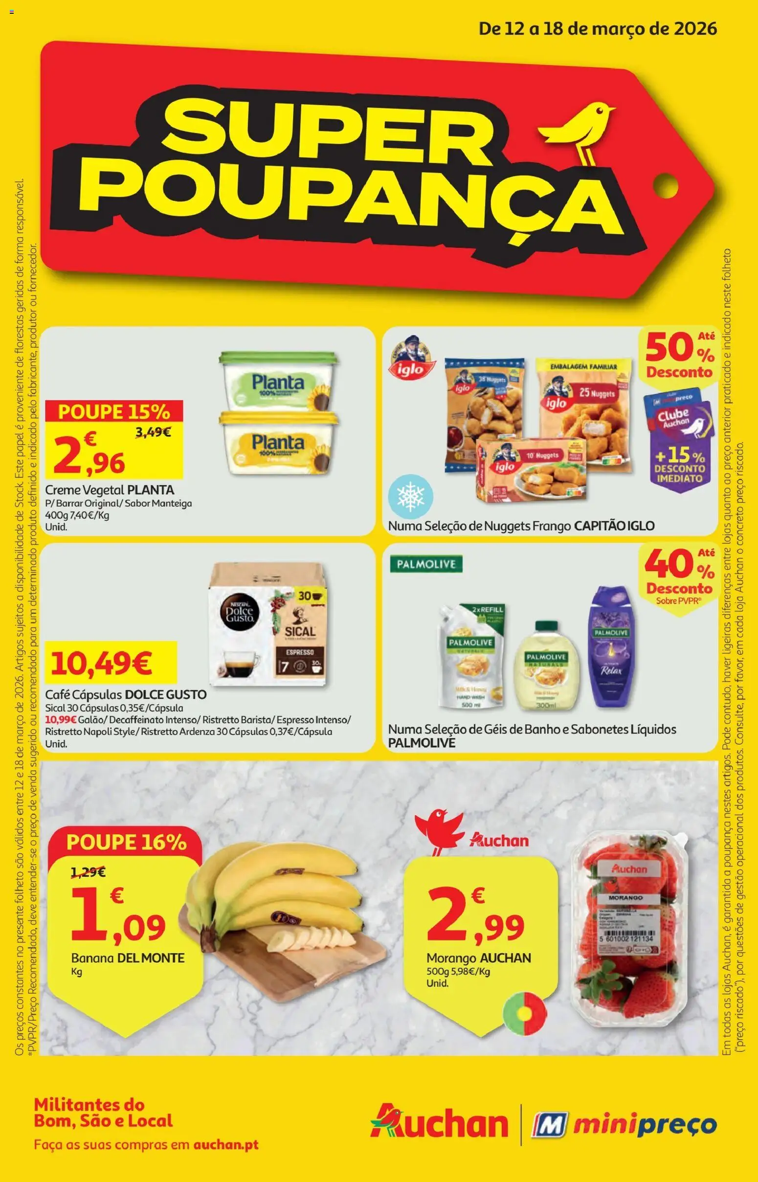 Minipreço folheto │ válido de 12.03.2026 | Página: 1 | Produtos: Banana, Banho, Café, Creme