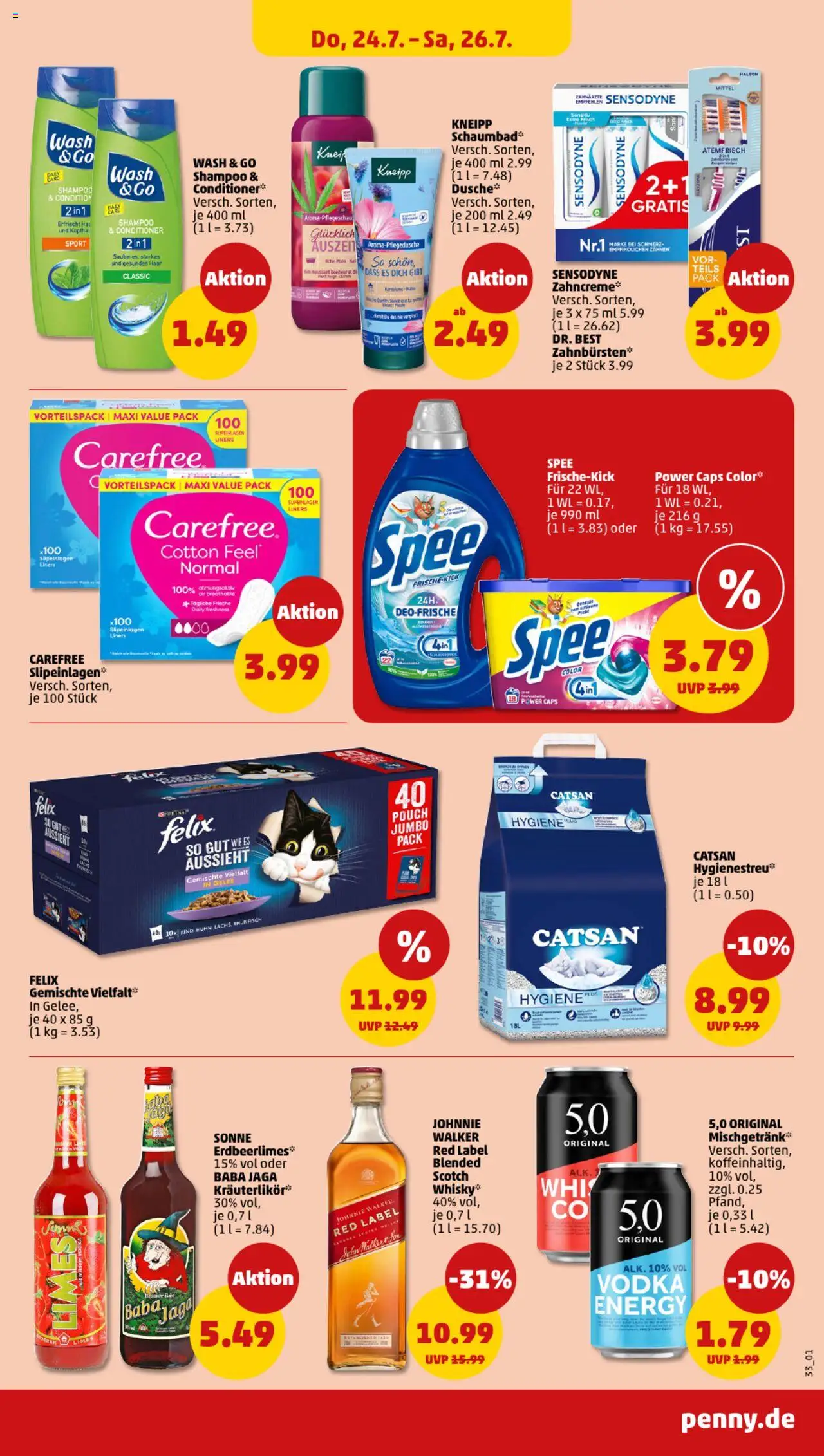 Penny Prospekt 	 - gültig ab dem 21.07.2025 | Seite: 33 | Produkte: Catsan, Energy, Spee, Vodka