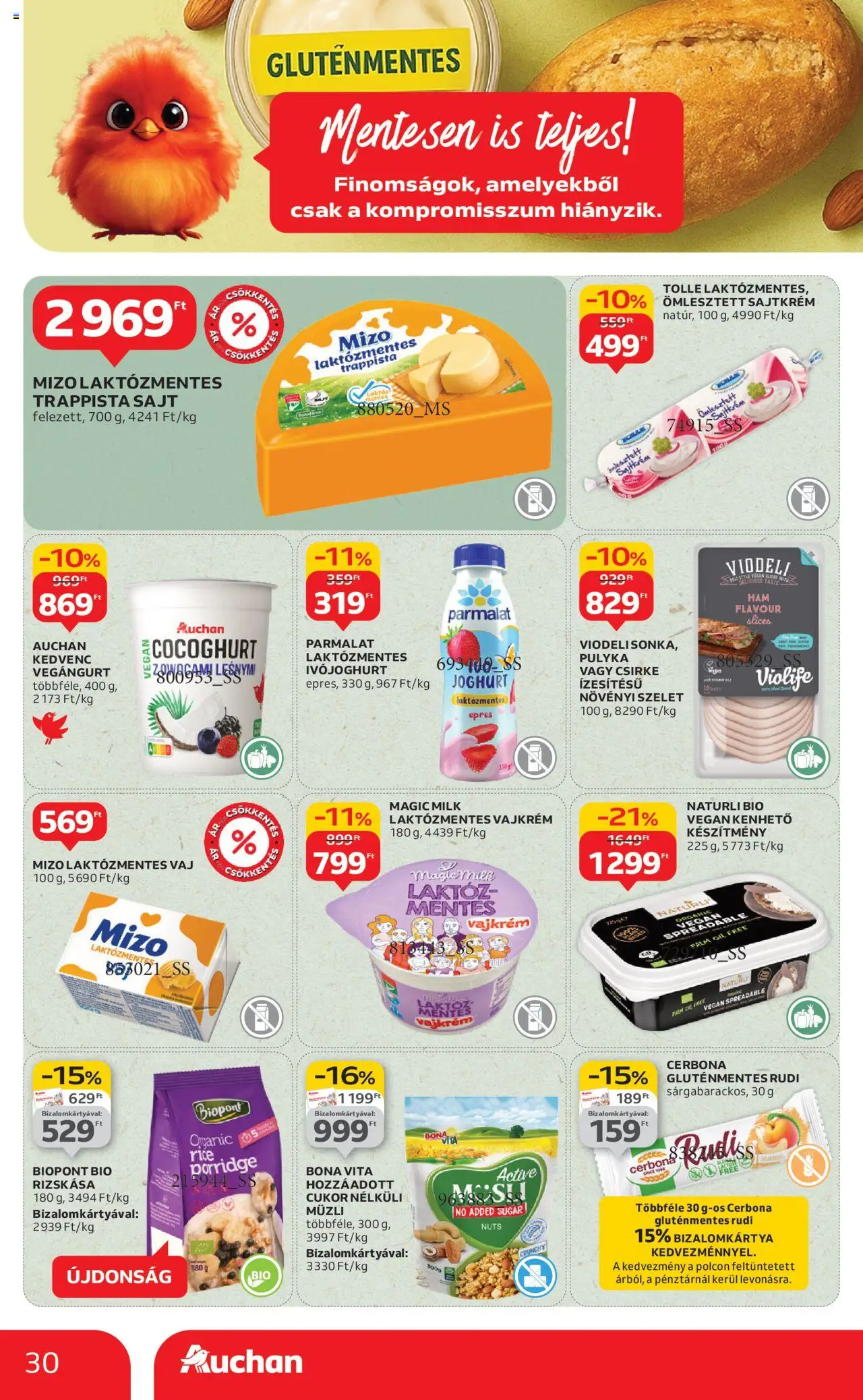 Auchan akciós ujság - amely érvényes a következő dátumtól: 28.08.2025 | Oldal: 30 | Termékek: Ivójoghurt, Laktózmentes vaj, Trappista sajt, Cukor