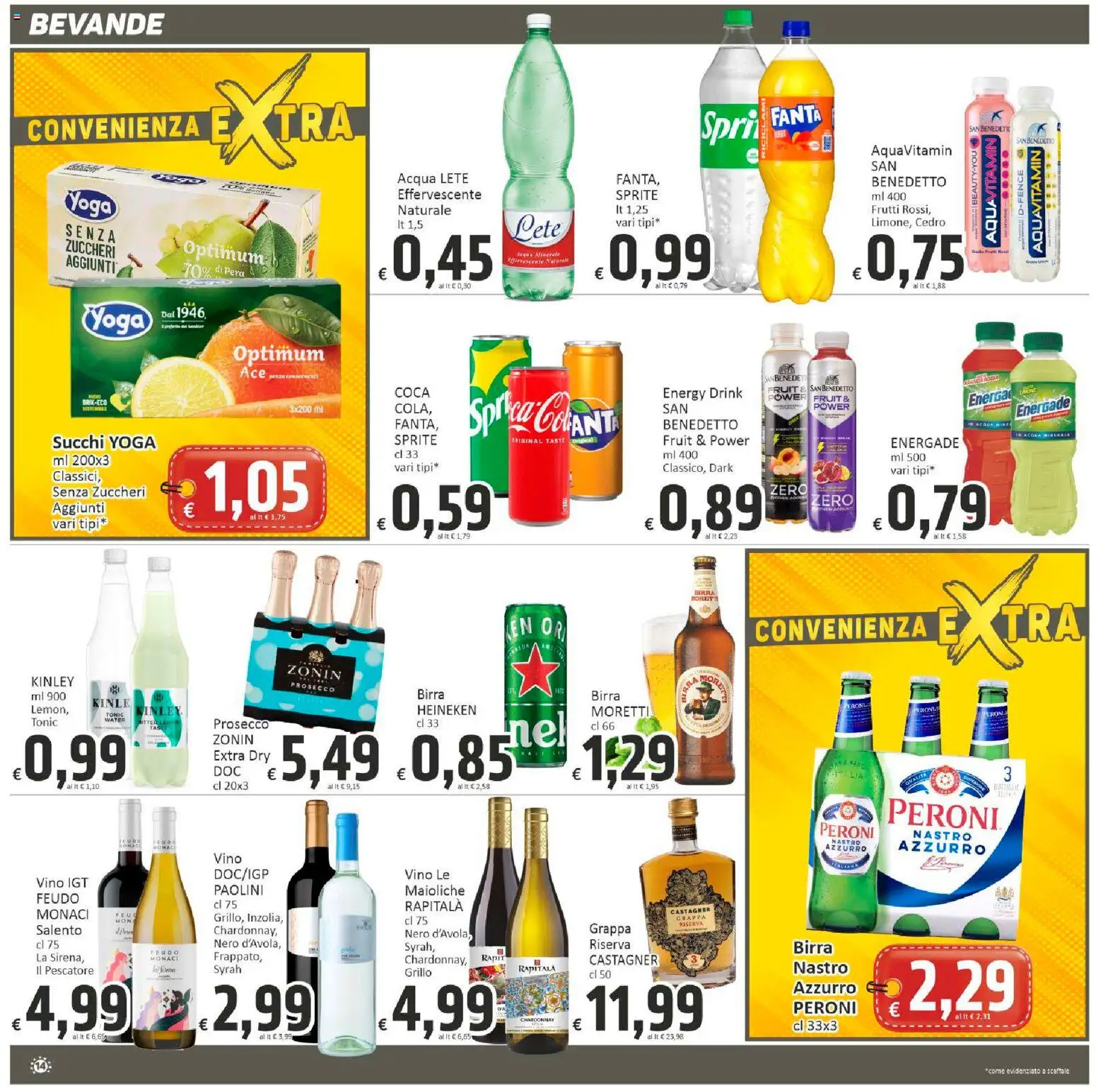 Volantino Paghi Poco del 19.01.2026 | Pagina: 14 | Prodotti: Acqua Lete, Birra, Fanta, Scaffale