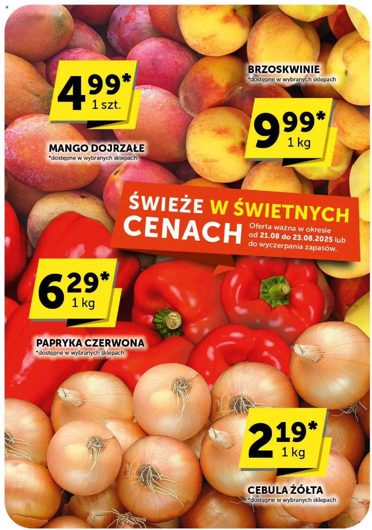 Groszek Gazetka od 21.08.2025 | Strona: 15 | Produkty: Mango, Papryka, Papryka czerwona, Brzoskwinie