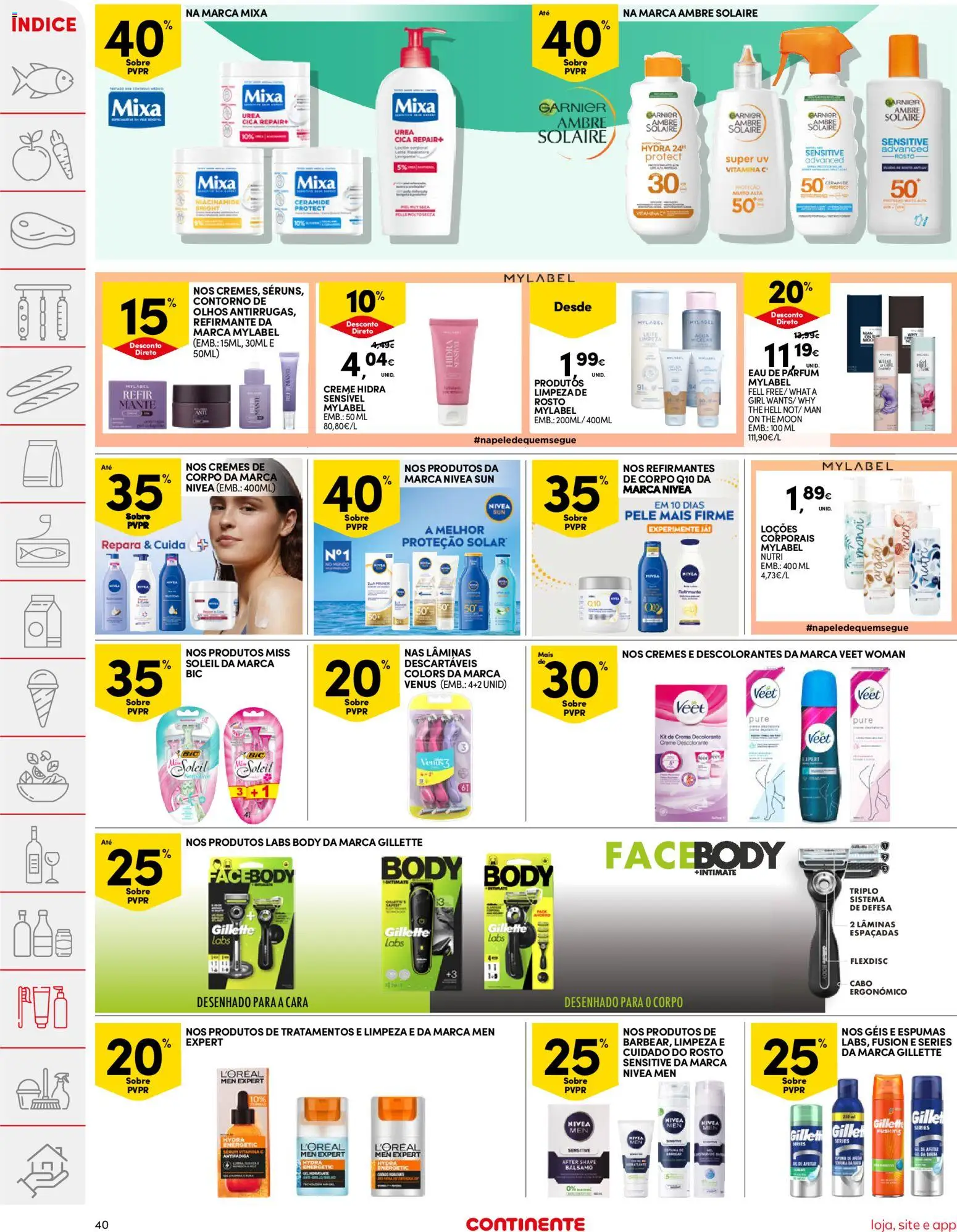 Continente folheto │ válido de 21.04.2026 | Página: 40 | Produtos: Perfume, Protetor solar, Descolorante, Creme