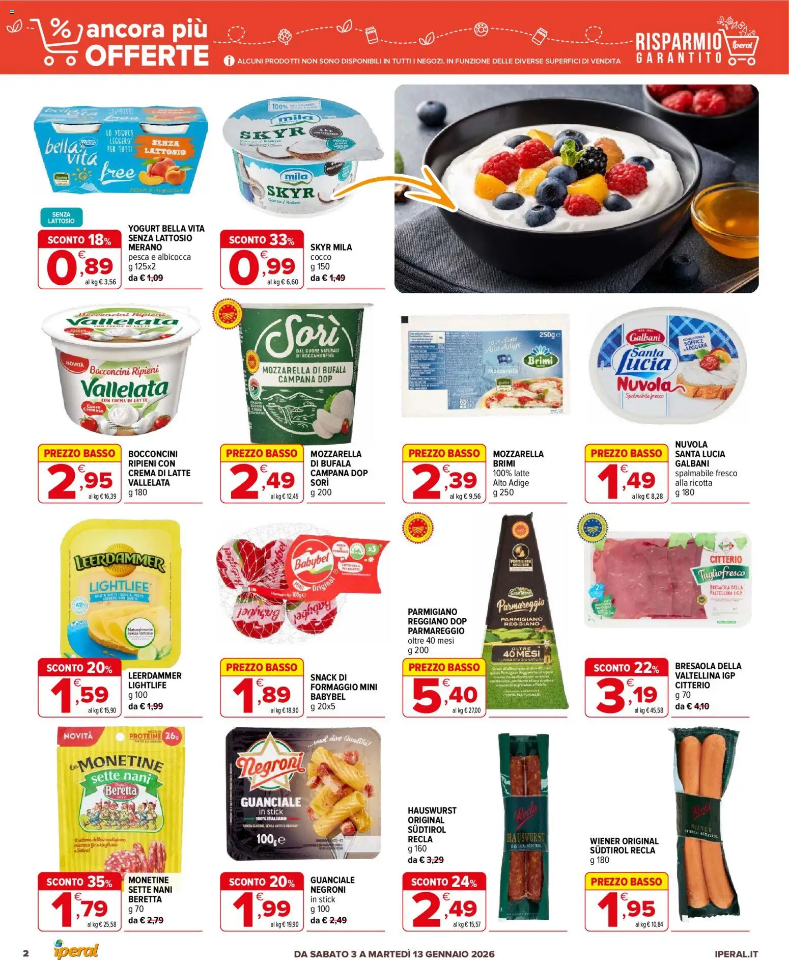 Volantino Iperal del 03.01.2026 | Pagina: 2 | Prodotti: Ricotta, Parmigiano reggiano, Guanciale, Macinato