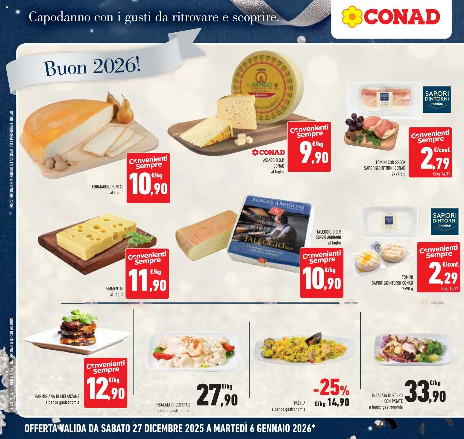 Volantino Conad del 27.12.2025 | Pagina: 14 | Prodotti: Speck, Patate, Paella, Emmental