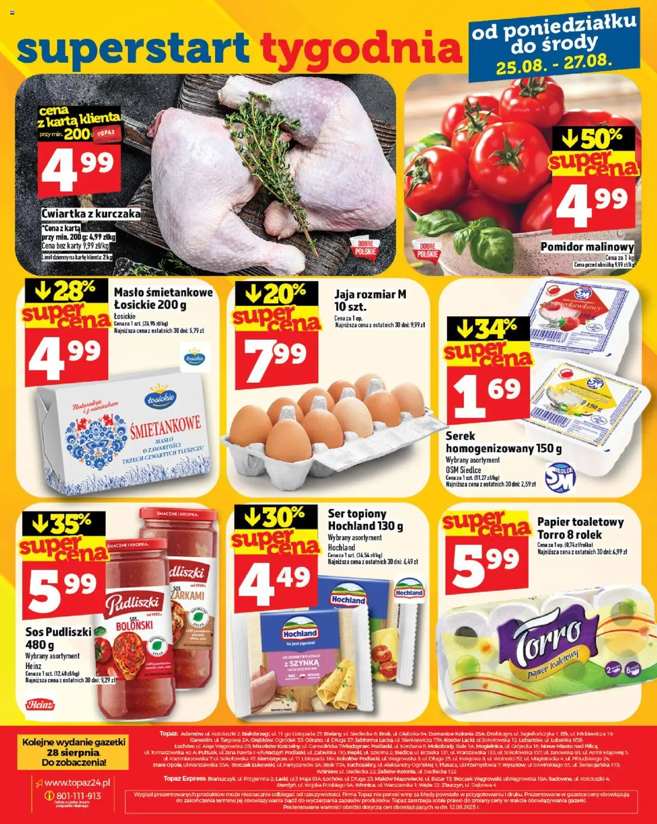 Topaz Gazetka od 21.08.2025 | Strona: 28 | Produkty: Karta, Serek, Ser, Ćwiartka z kurczaka