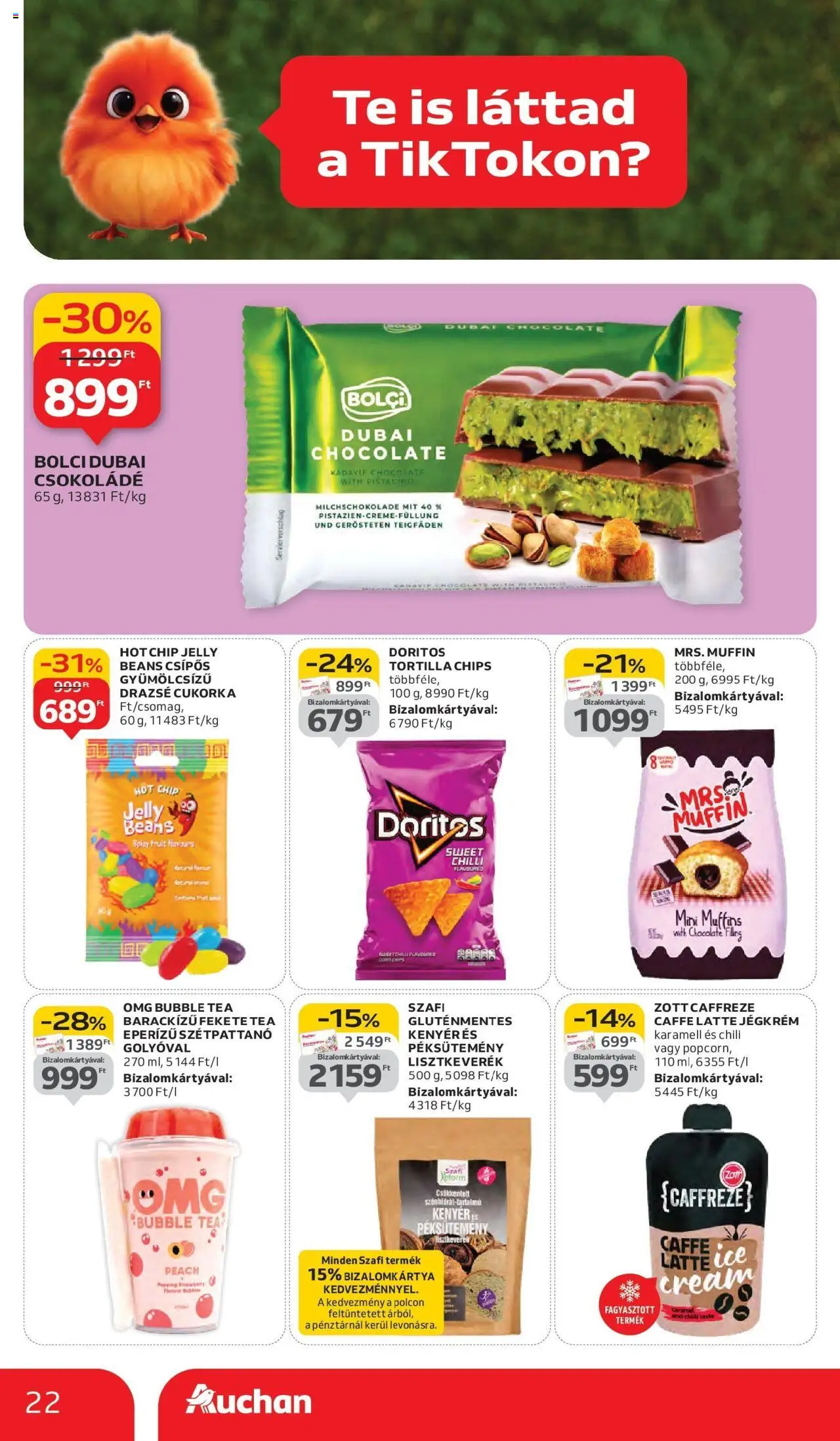 Auchan akciós ujság - amely érvényes a következő dátumtól: 11.09.2025 | Oldal: 22 | Termékek: Chili, Chips, Muffin, Csokoládé